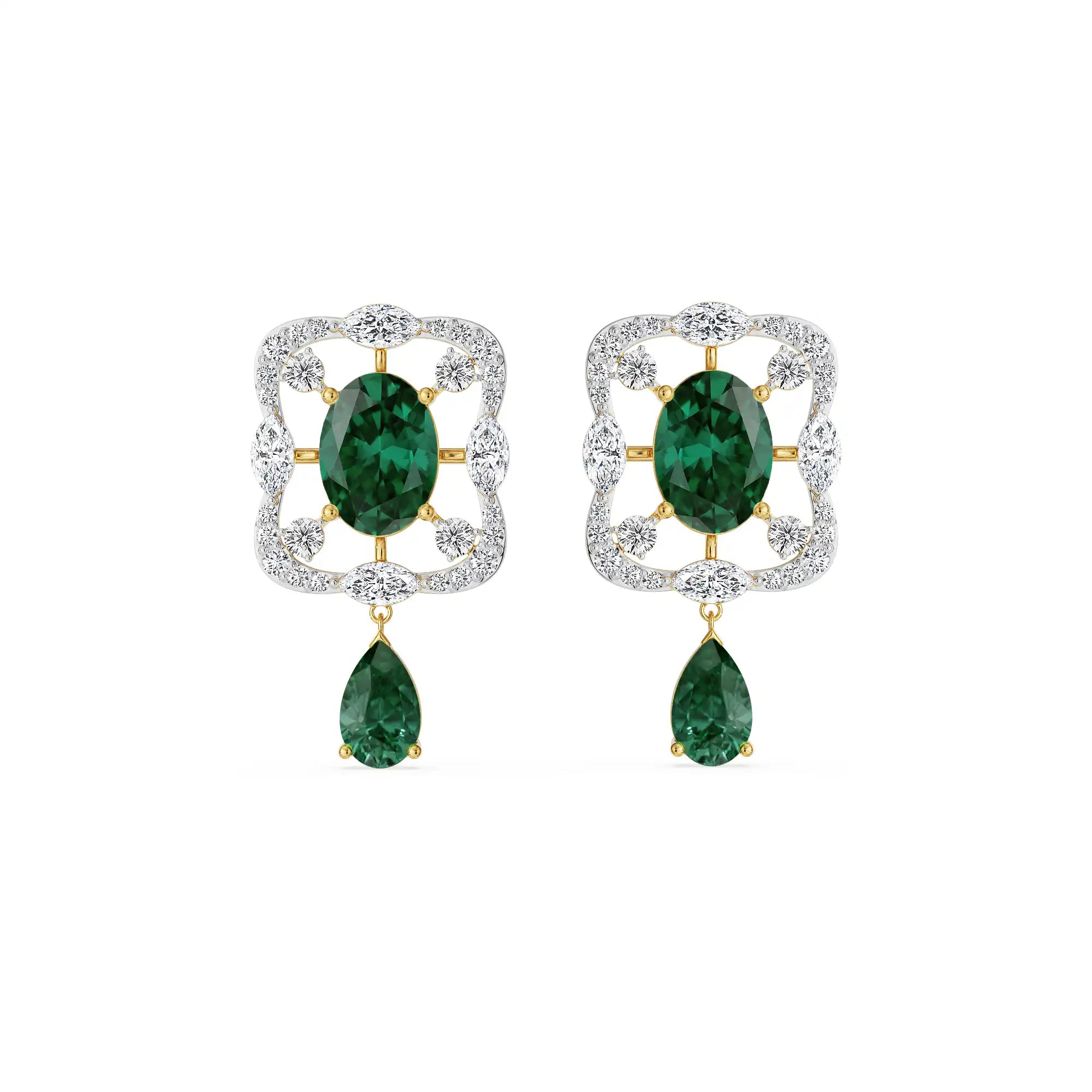 Romi Emerald Lab Grown Diamond Earrings - front view