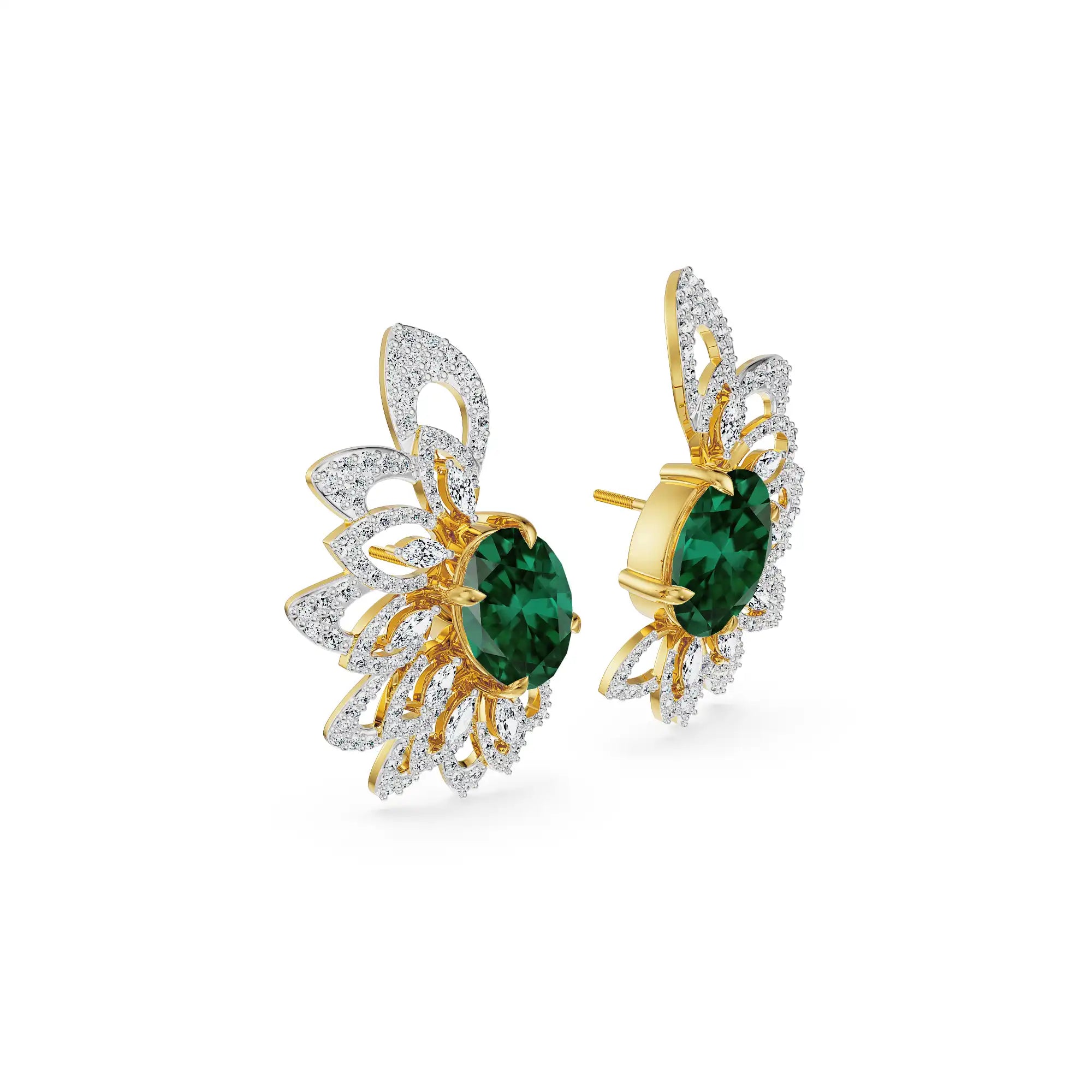 Butterfly Emerald Lab Grown Diamond Earrings - side view