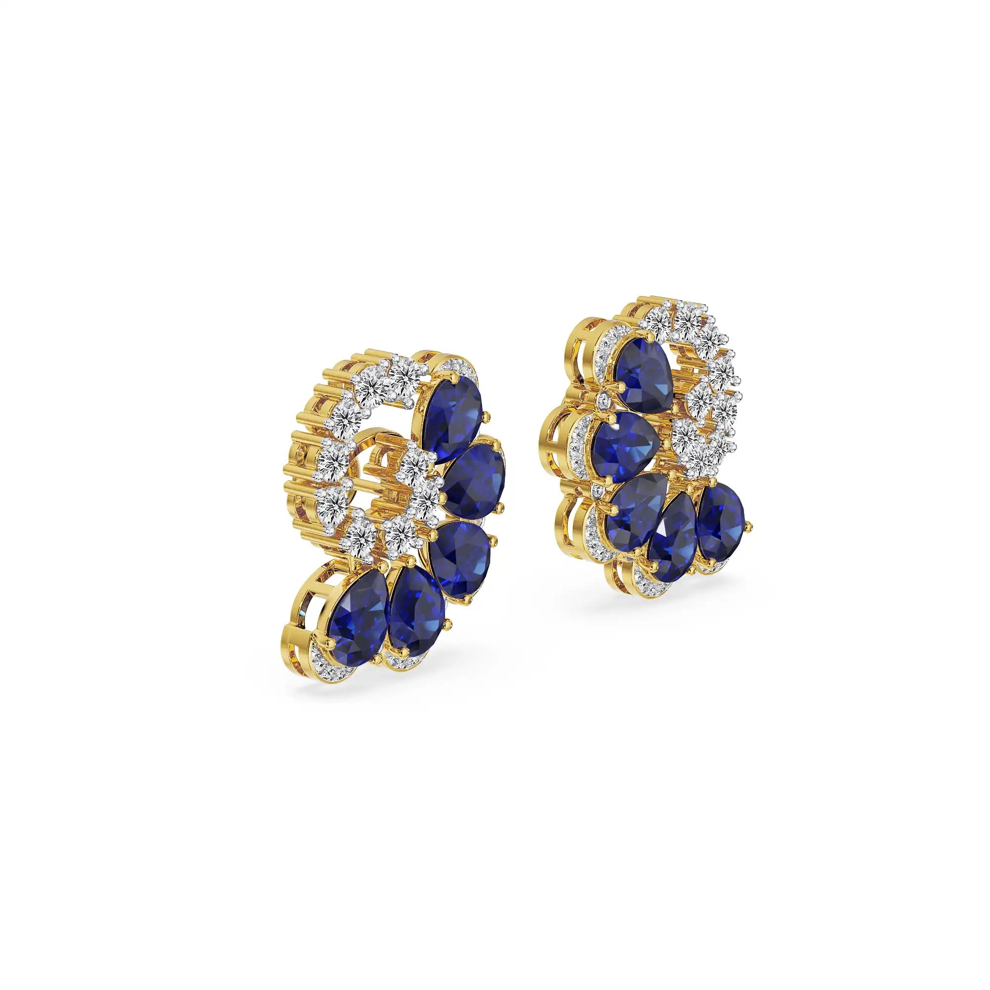 Midnight Bloom Lab Grown Diamond Earrings - side view