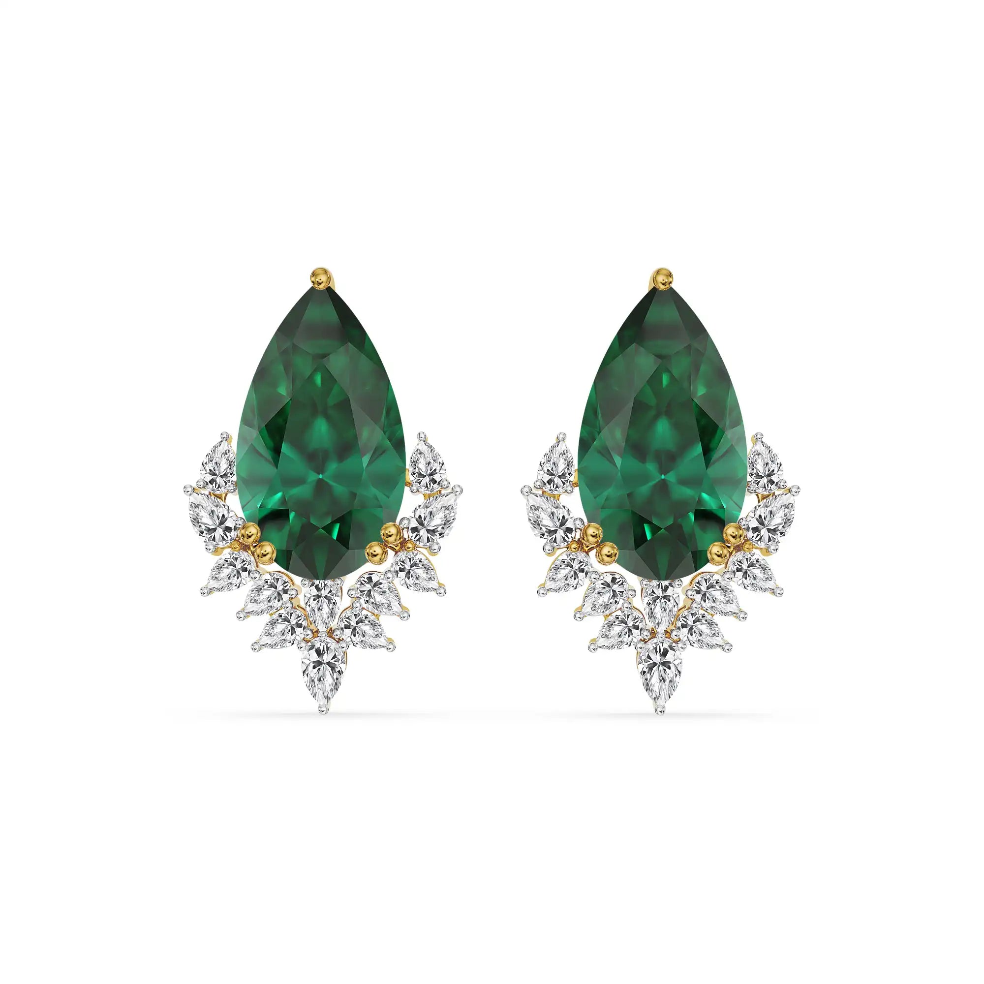 Emerald Grace Lab Grown Diamond Earrings - front view in 9KT