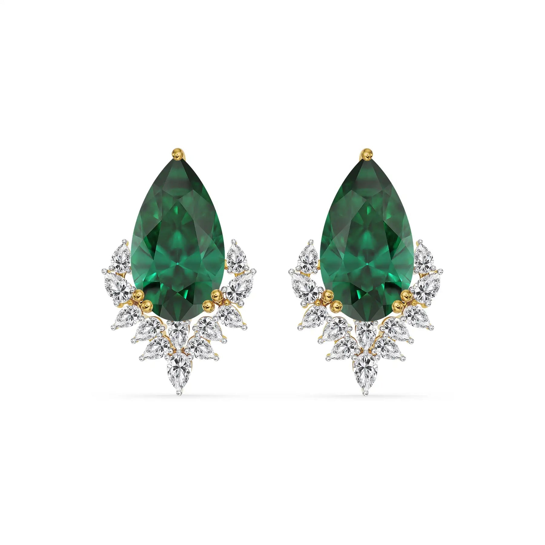 Emerald Grace Lab Grown Diamond Necklace Set Earring - front view