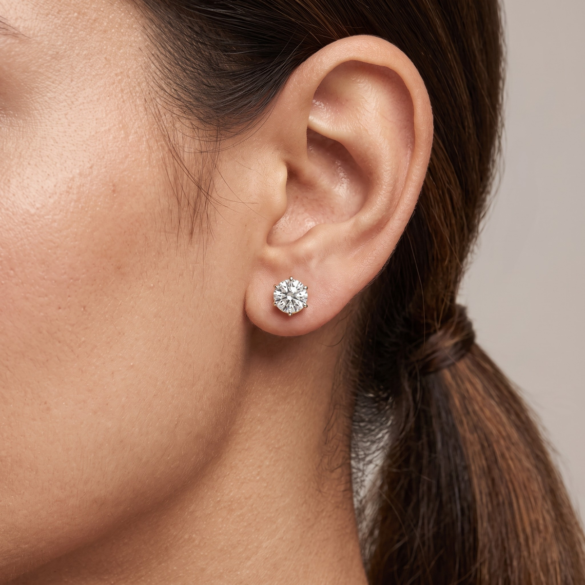 Six Prong 1 CT Lab Grown Diamond Studs