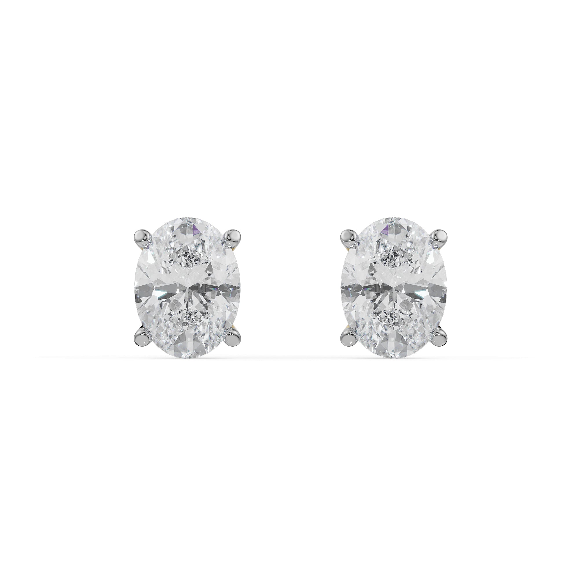 2 CT Oval Solitaire Lab Grown Diamond Studs - Front View