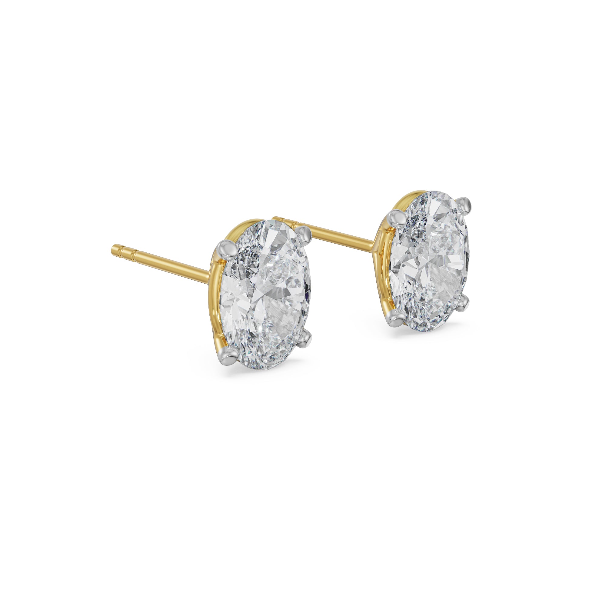 2 CT Oval Solitaire Lab Grown Diamond Studs - Right View