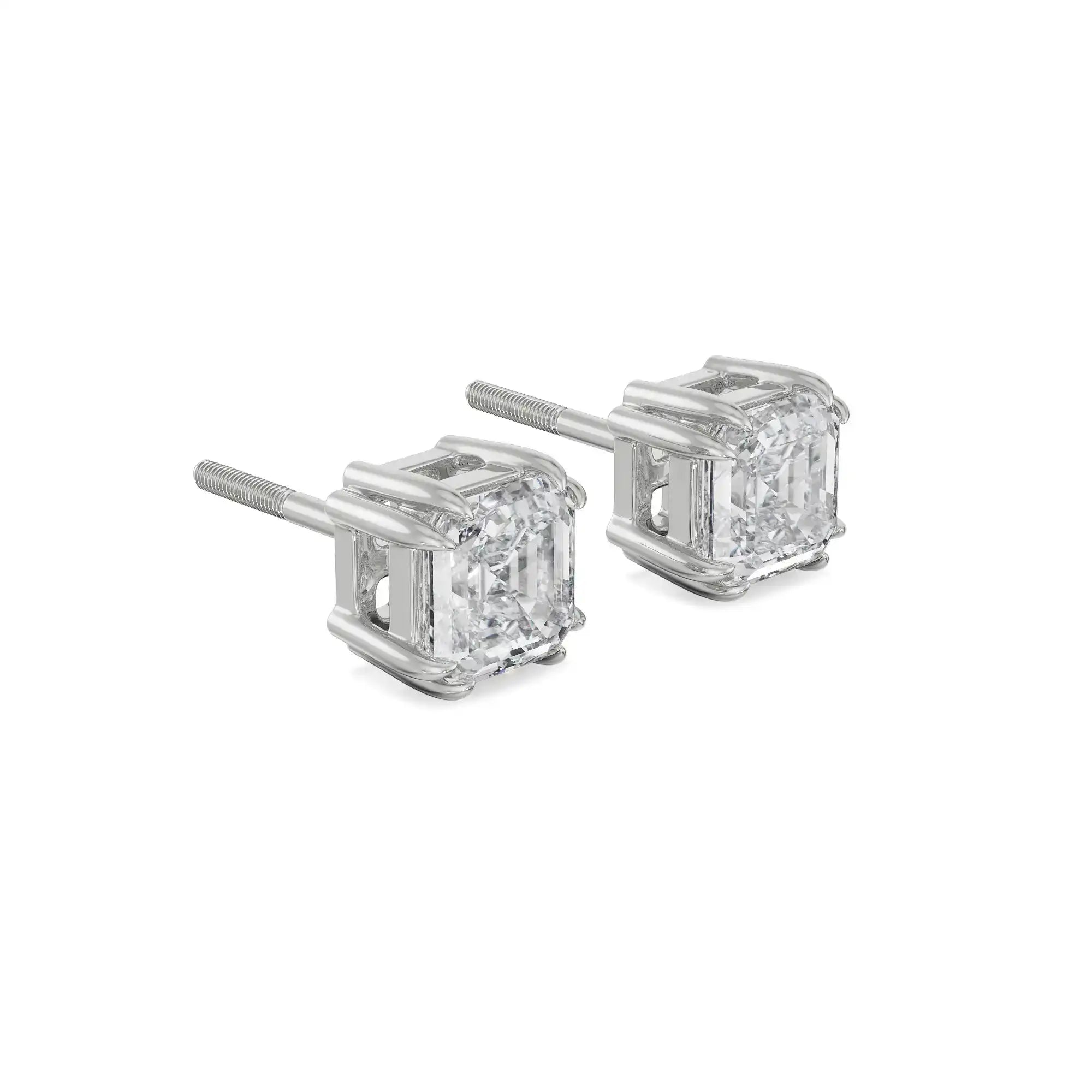 0.5 CT Asscher Lab Grown Diamond Studs - Right View