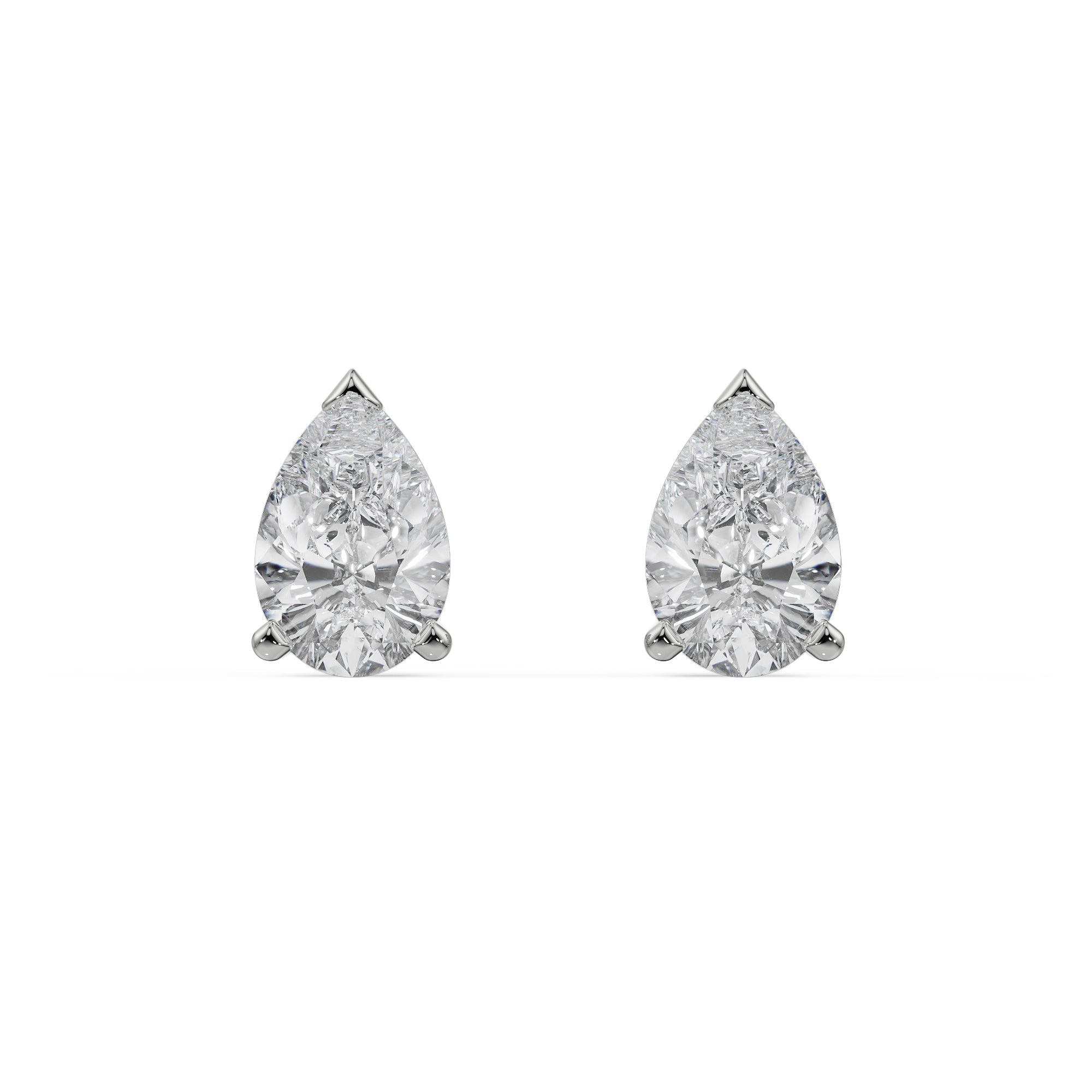 0.5 CT Pear Solitaire Lab Grown Diamond Studs - Front View