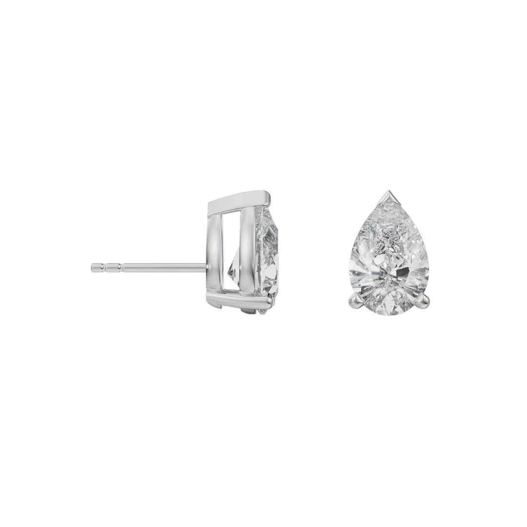 0.5 CT Pear Solitaire Lab Grown Diamond Studs - perspective view