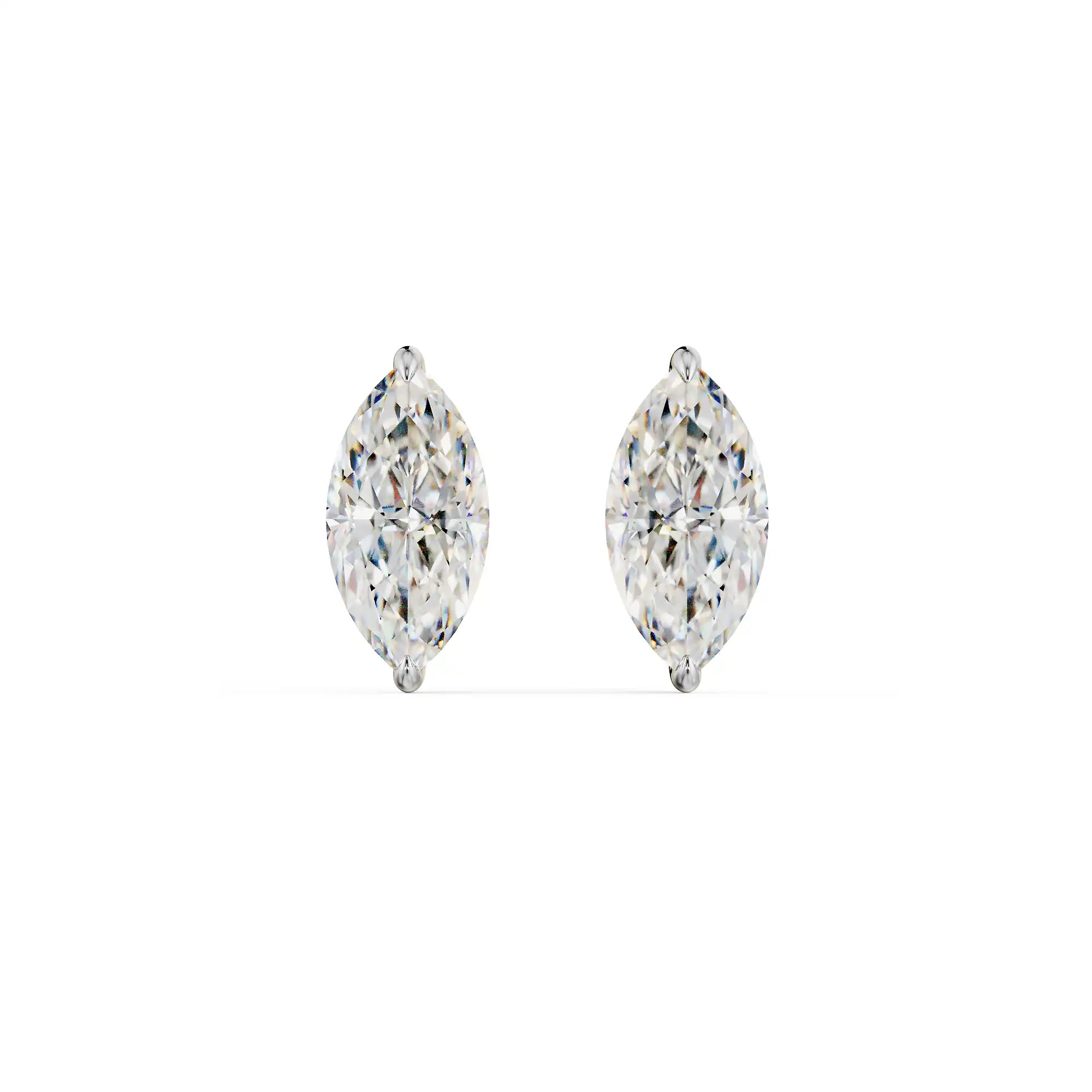 2 CT Marquise Lab Grown Diamond Studs - Front View
