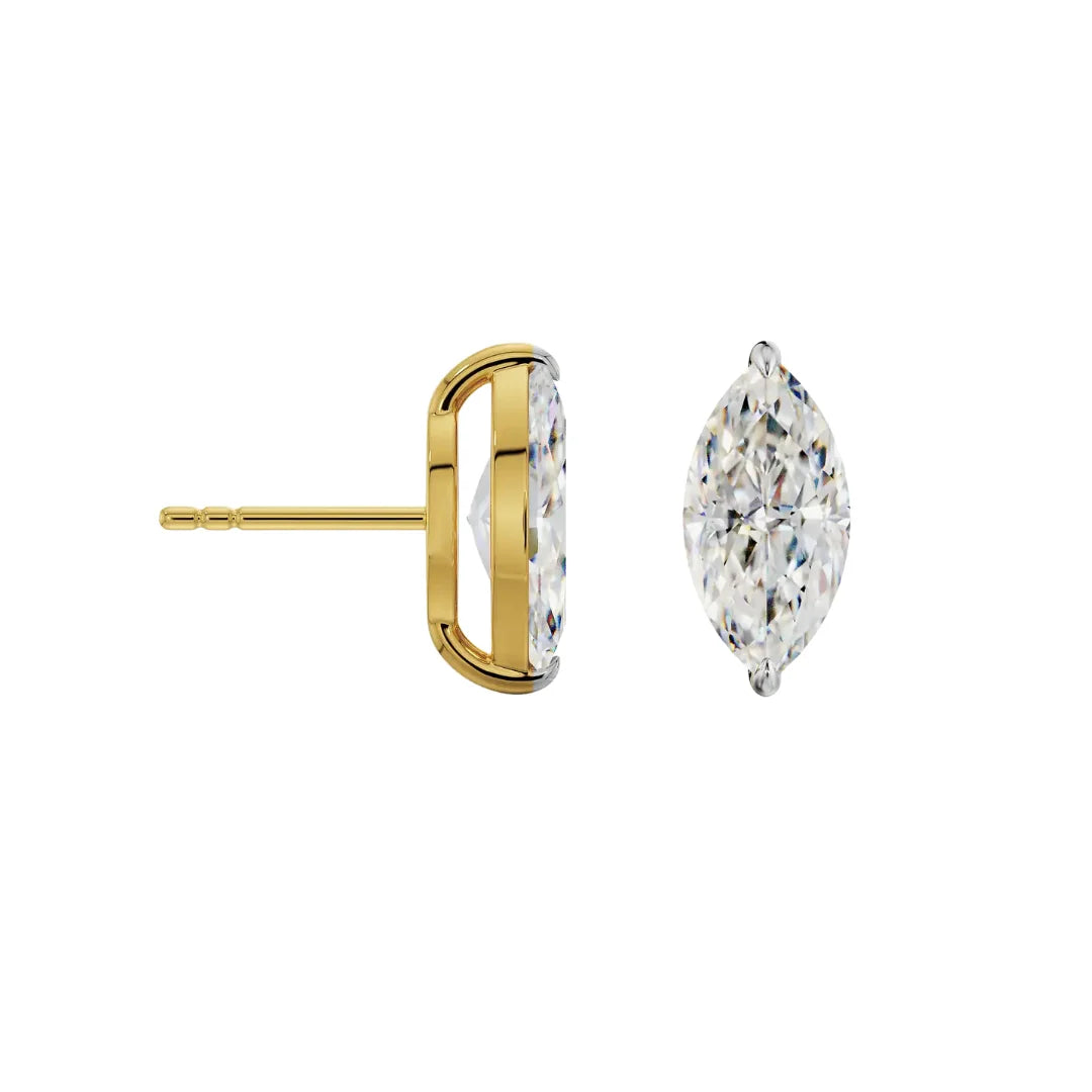 2 CT Marquise Lab Grown Diamond Studs - perspective view
