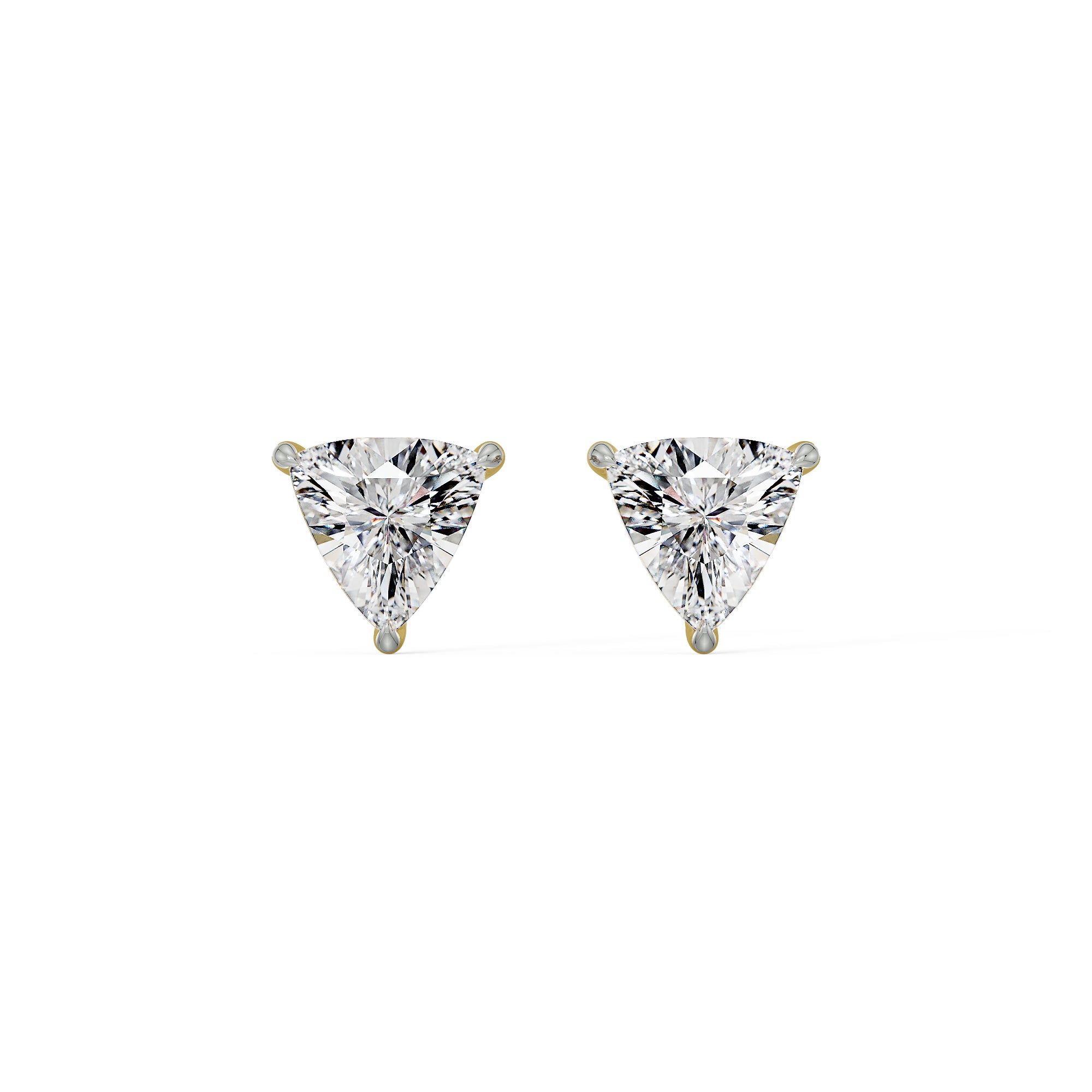 2 CT Trillion Curved Solitaire Lab Diamond Studs- Front View