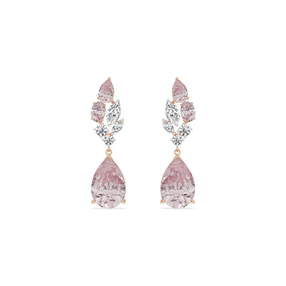 Pink Gemstone Lab Diamond Drop Earrings_in_stock