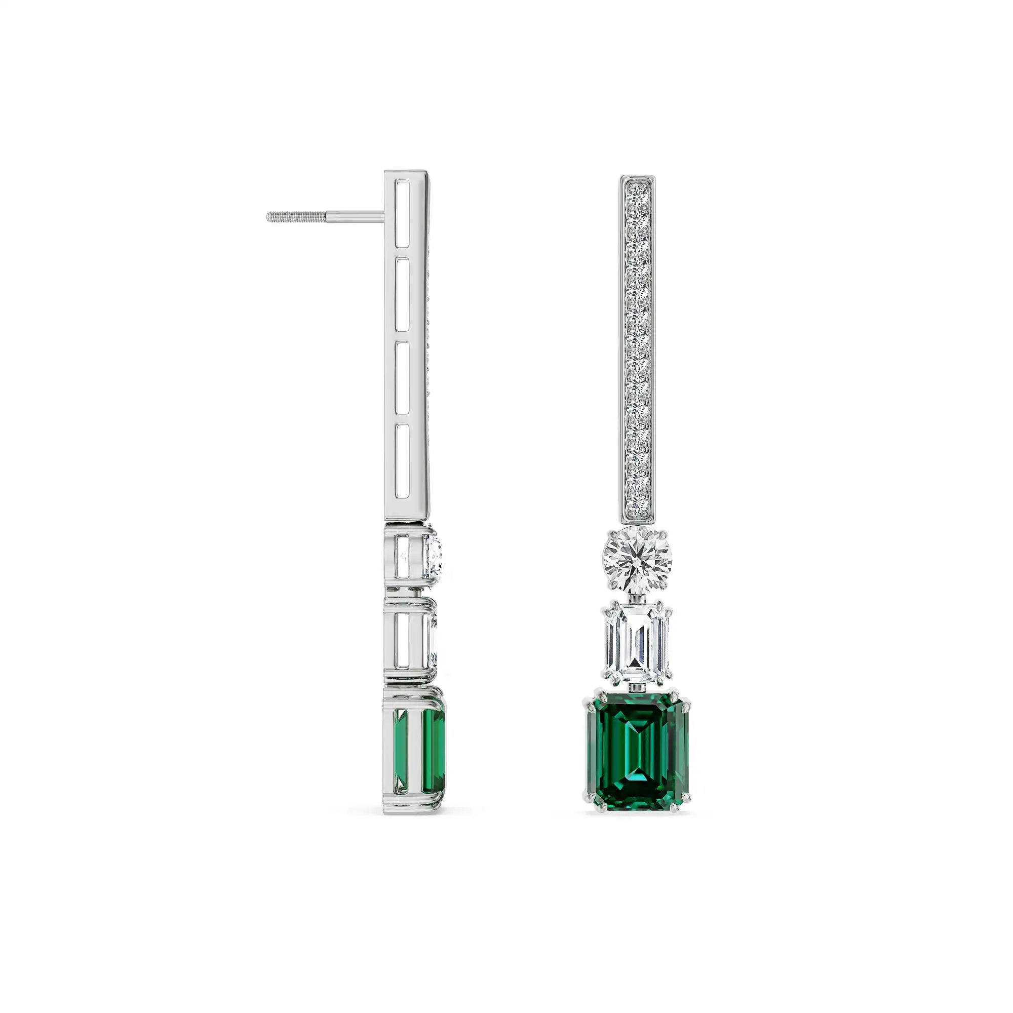Nina Emerald Lab Diamond Drop Earrings - perspective view