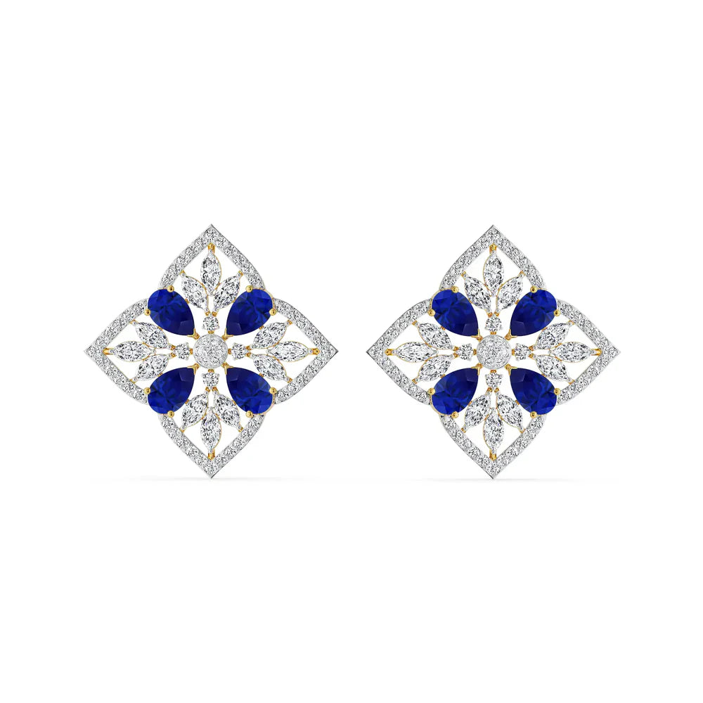 Blue Sapphire Lab Diamond Glamour Studs_in_stock