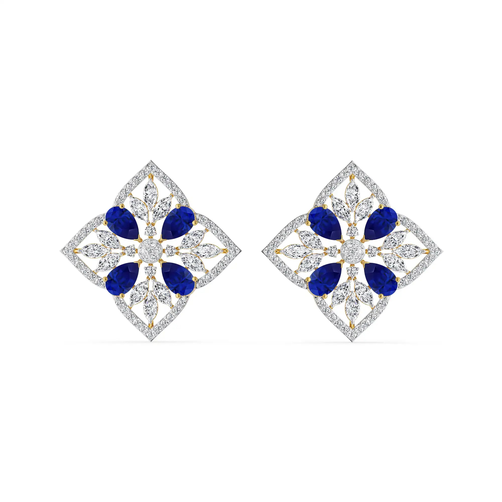 Blue Sapphire Lab Diamond Glamour Studs 9KT