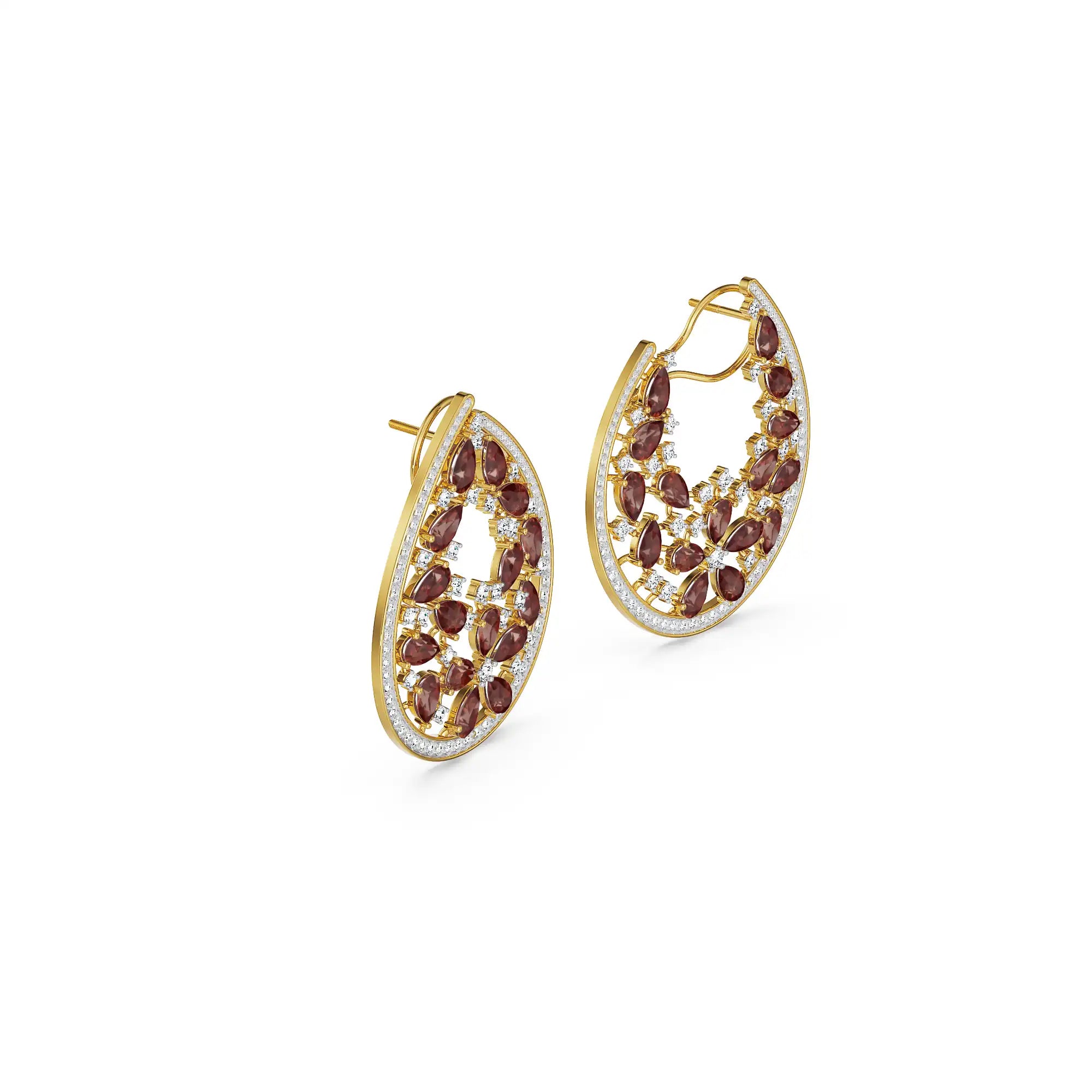Garnet Lab Grown Diamond Festive Earrings