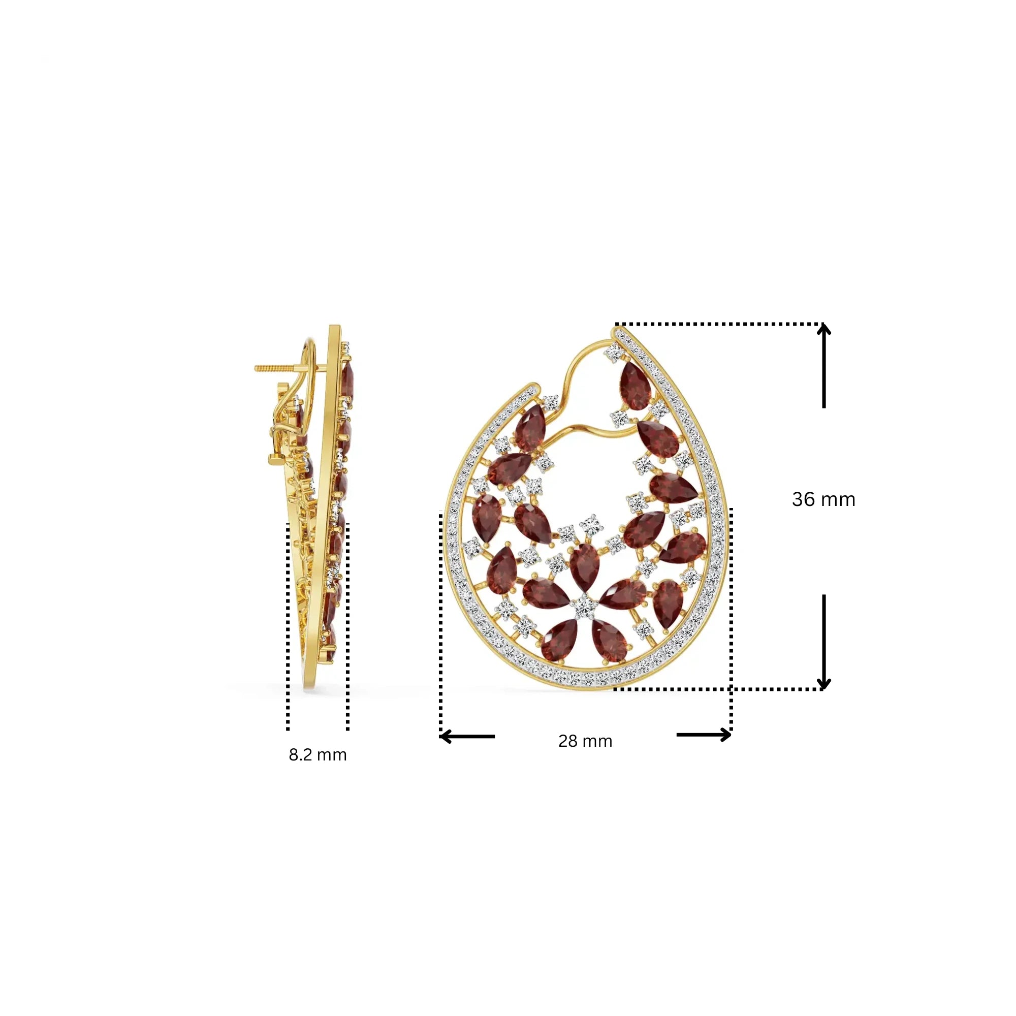 Garnet Lab Grown Diamond Festive Earrings 9KT