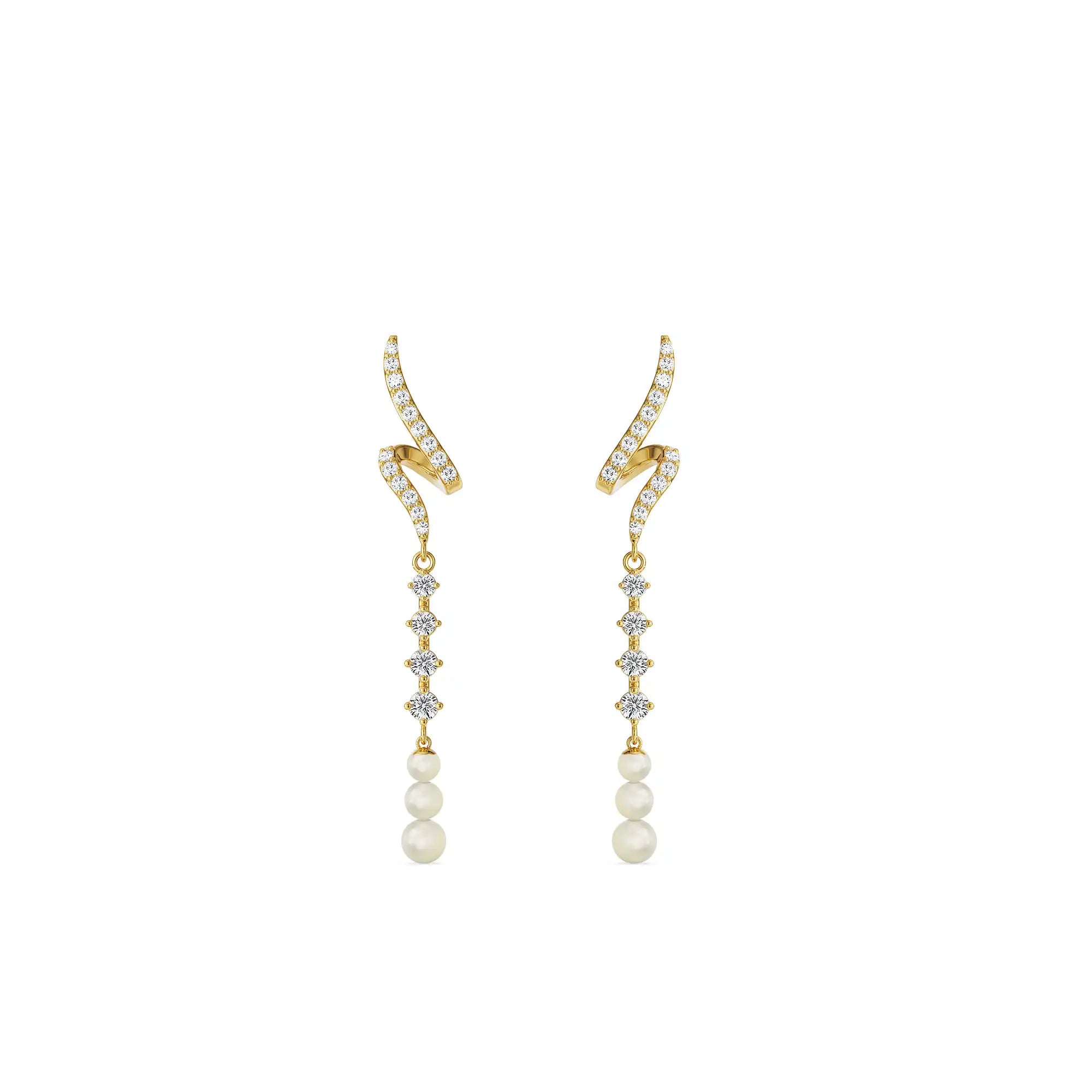 Pearl Teardrop Lab Grown Diamond Earrings