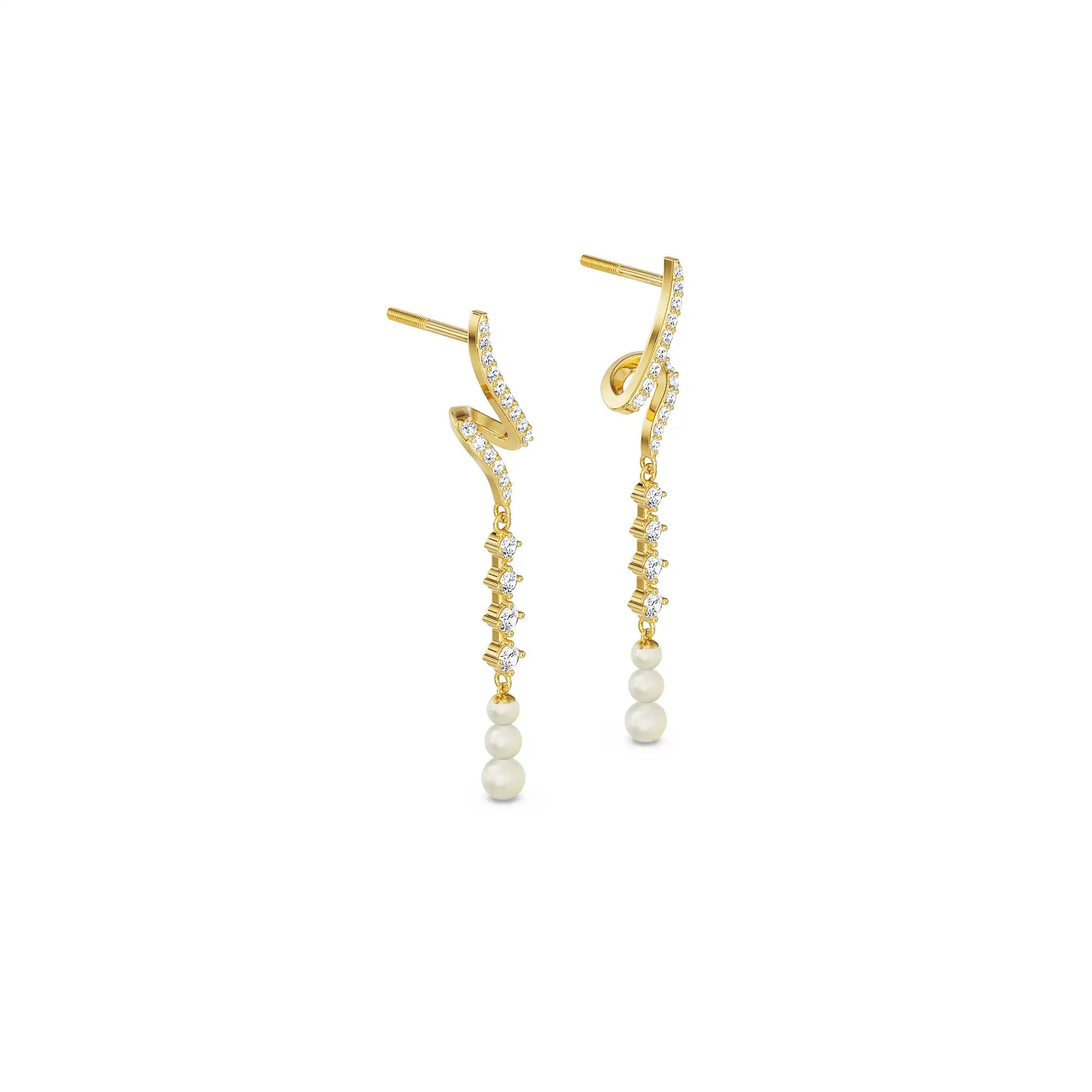 Pearl Teardrop Lab Grown Diamond Earrings