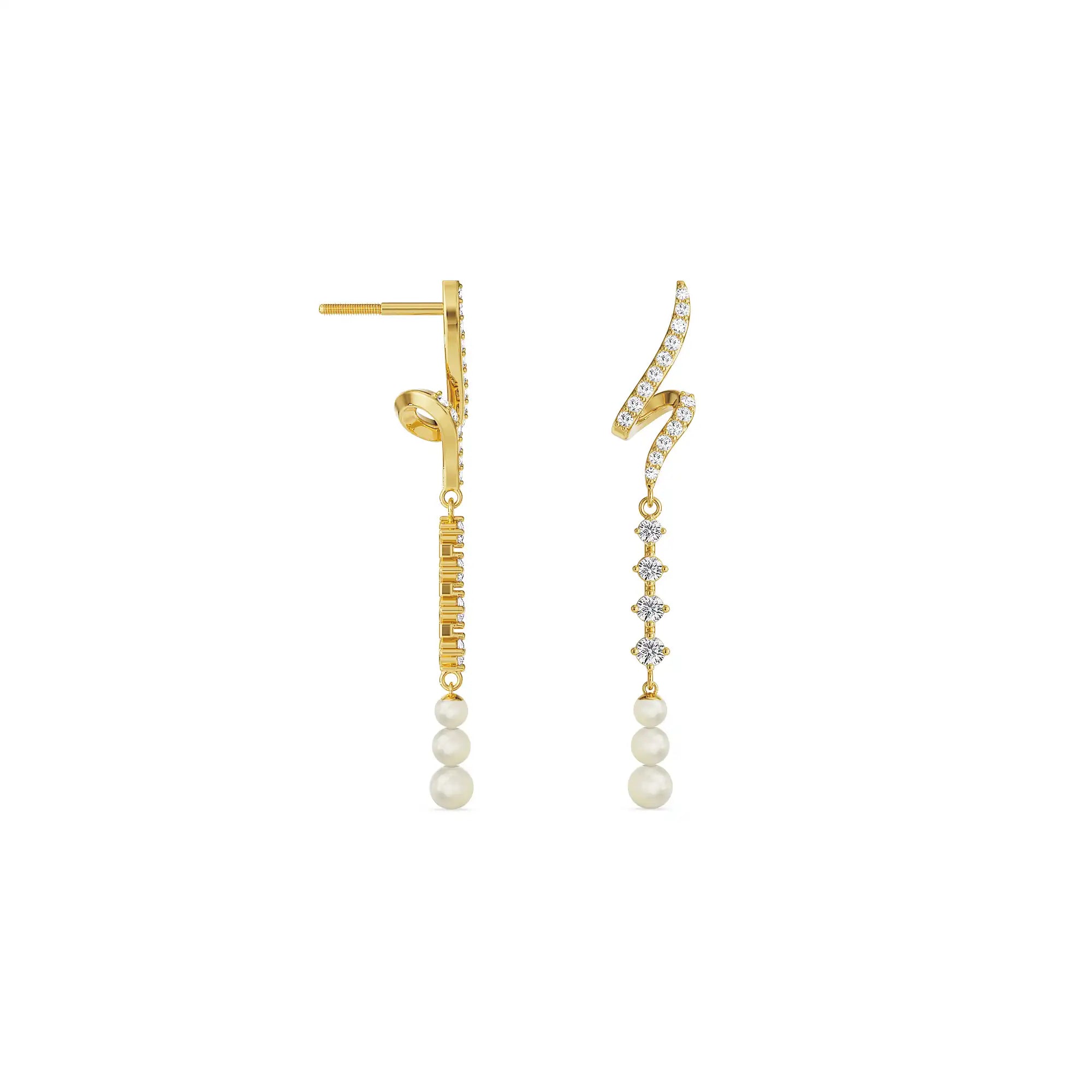 Pearl Teardrop Lab Grown Diamond Earrings