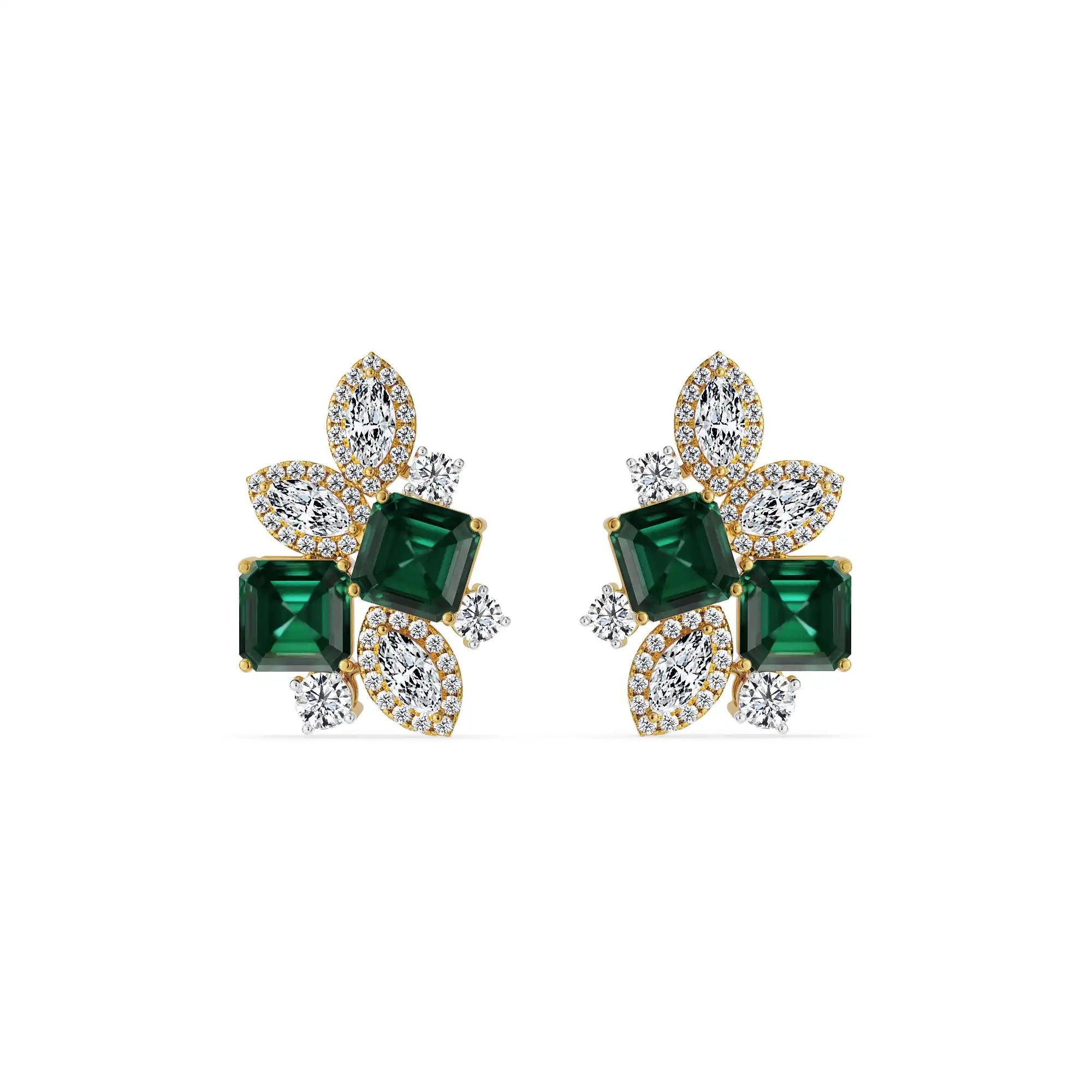 Fleur de Luxe Lab Grown Diamond Earrings - front view in 9KT
