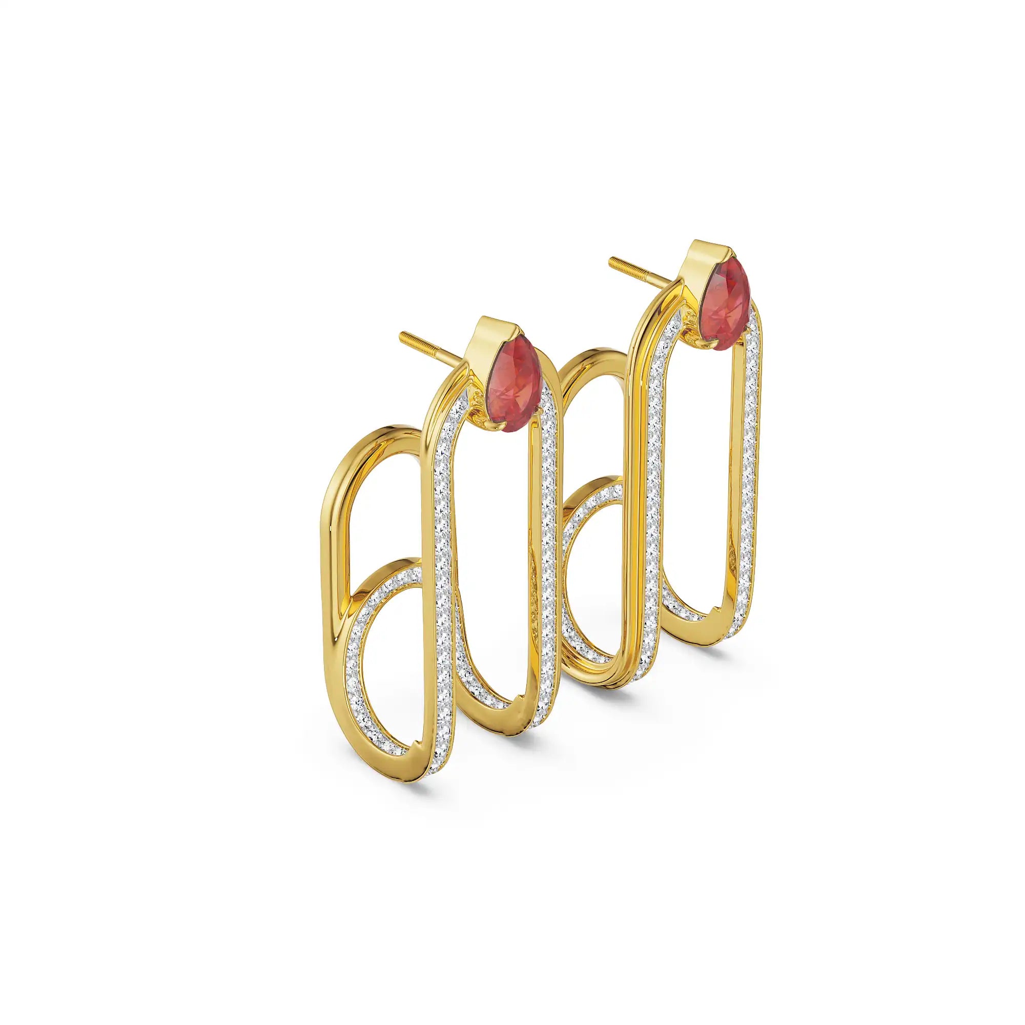 Ethereal Ruby Lab Grown Diamond Earrings - side view