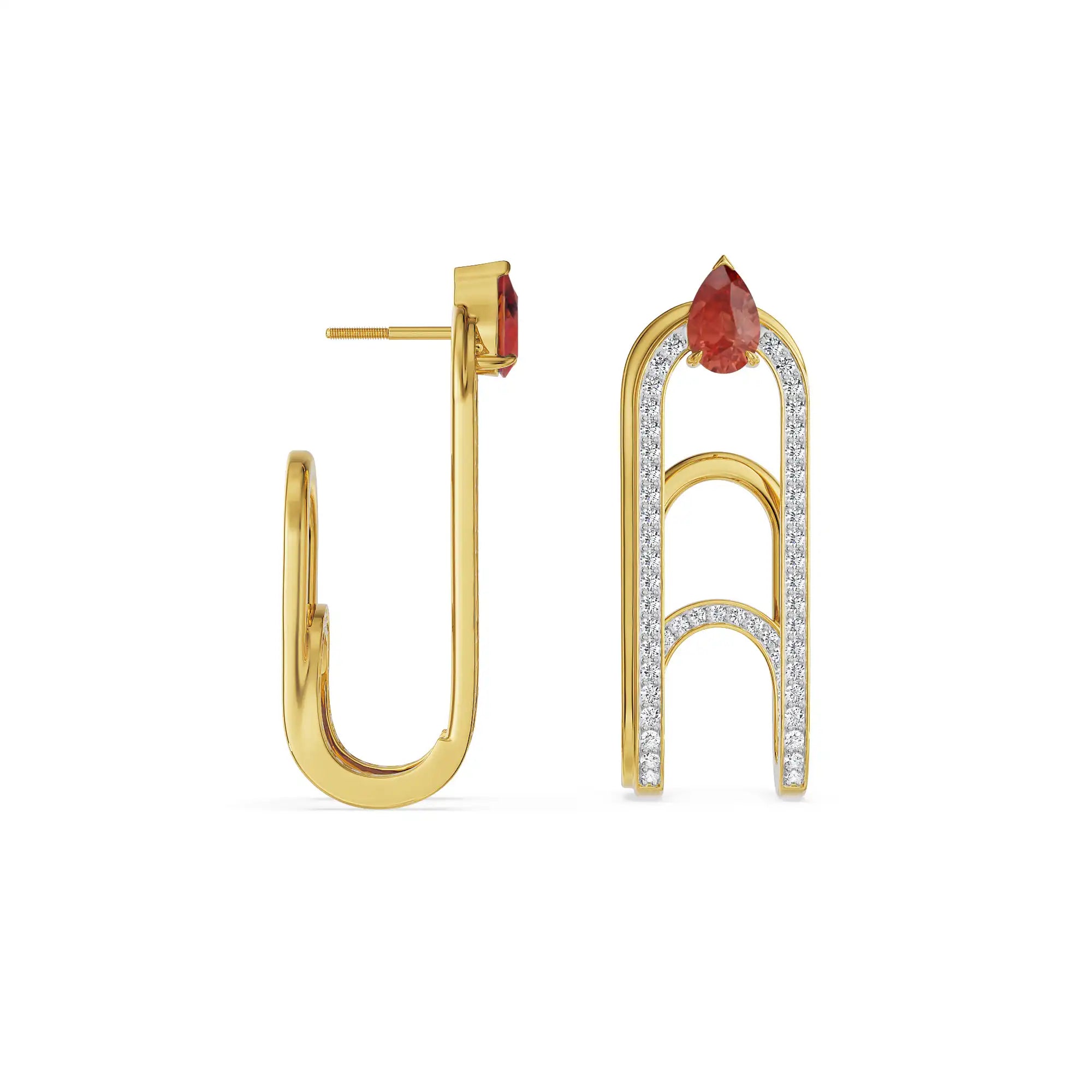 Ethereal Ruby Lab Grown Diamond Earrings - perspective view