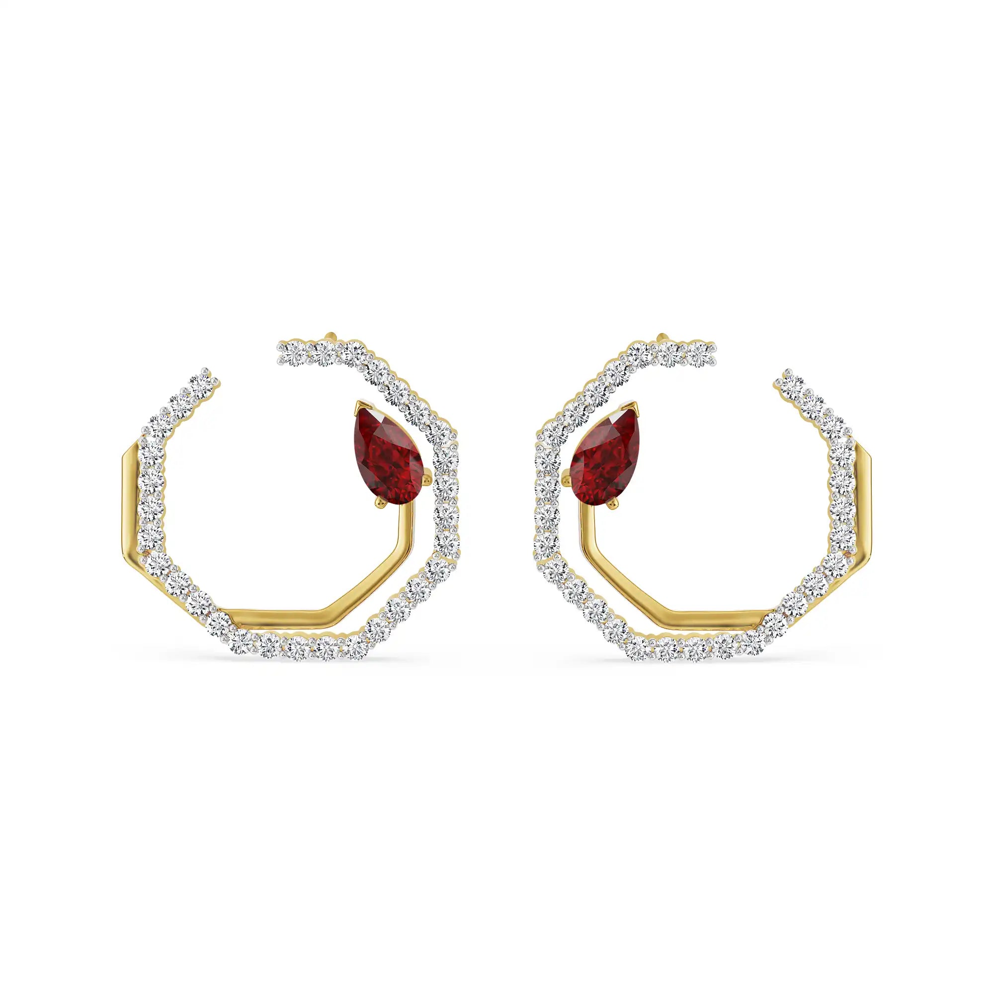 Suzaine Emerald Lab Diamond Hoops - front view