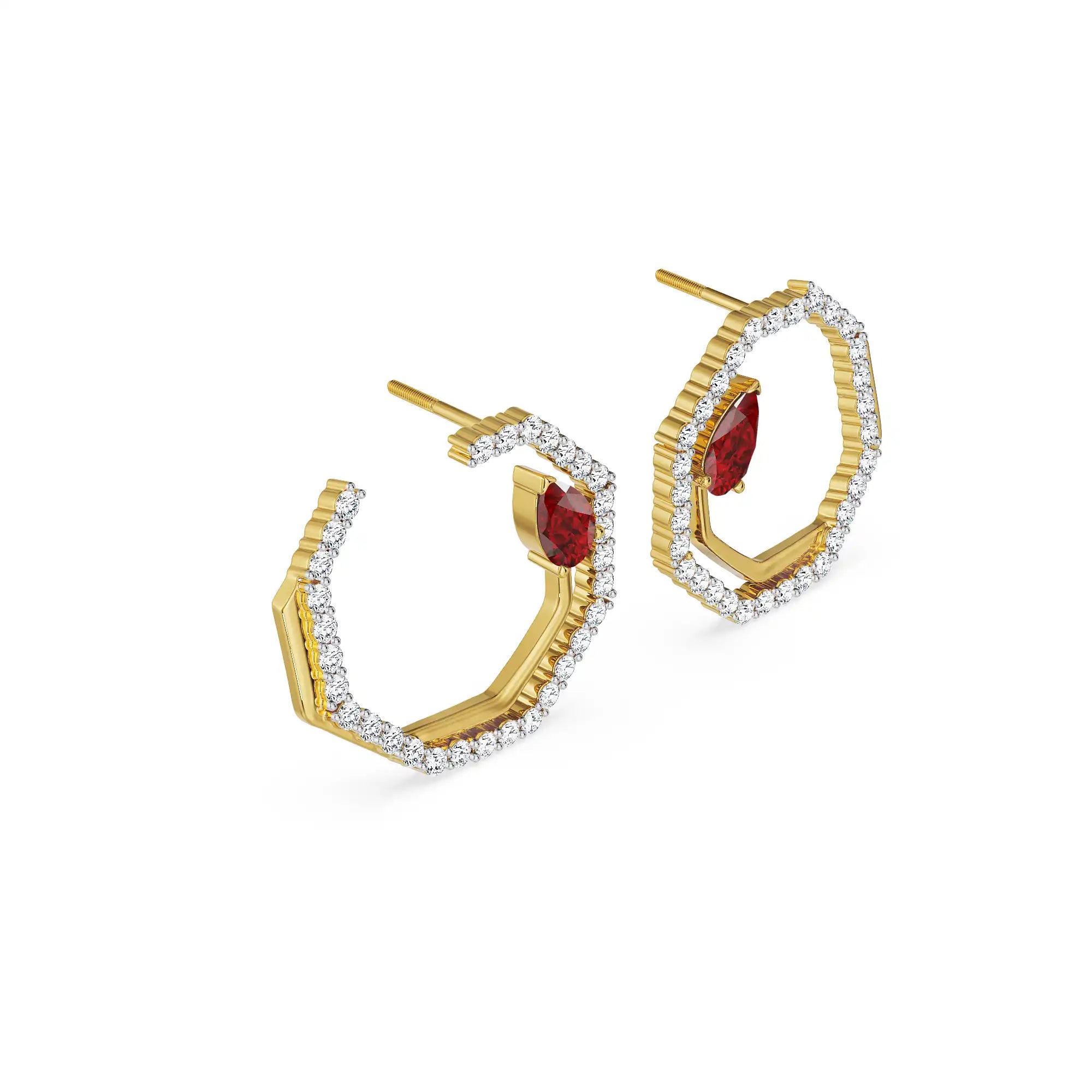 Suzaine Emerald Lab Diamond Hoops - side view