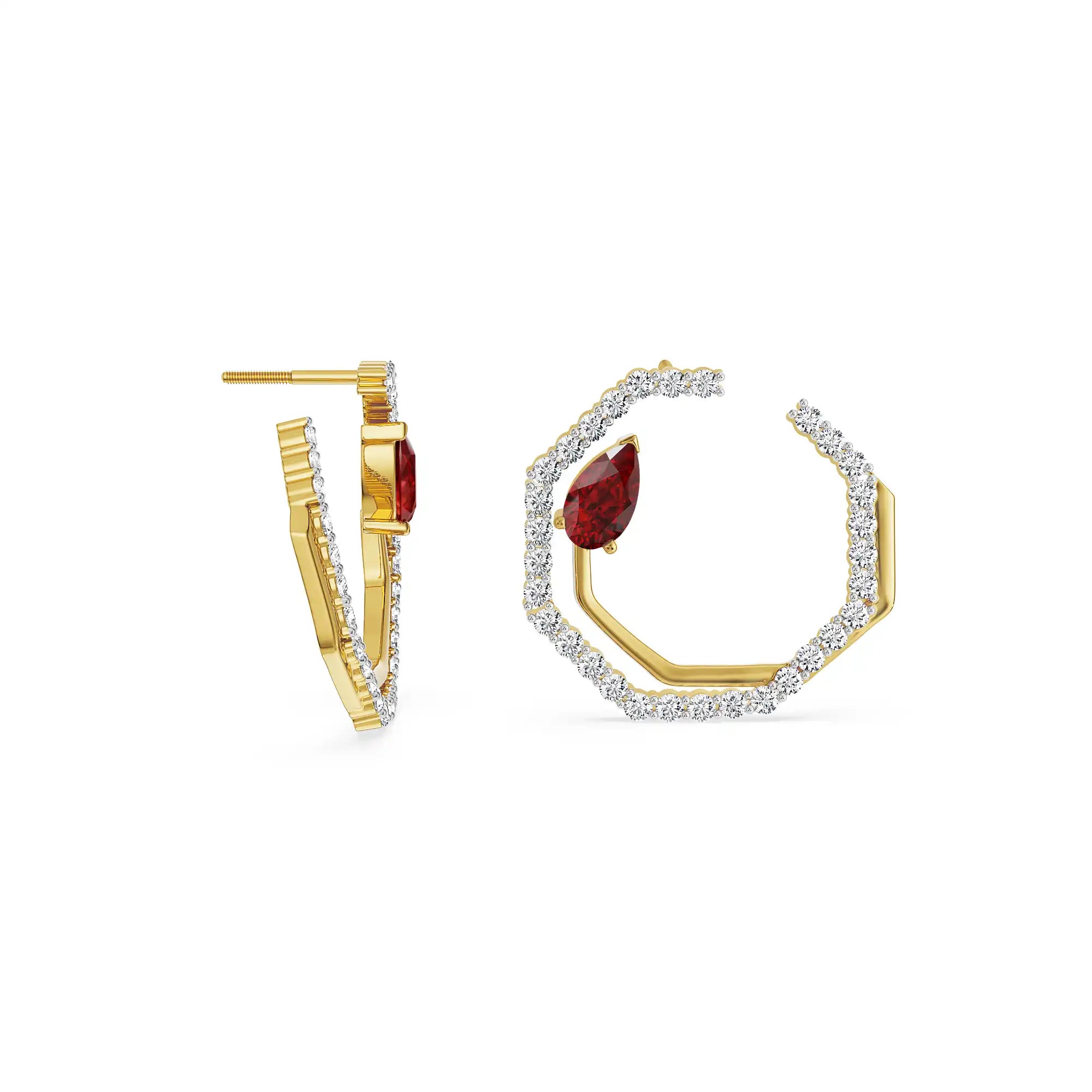 Suzaine Emerald Lab Diamond Hoops - perspective view