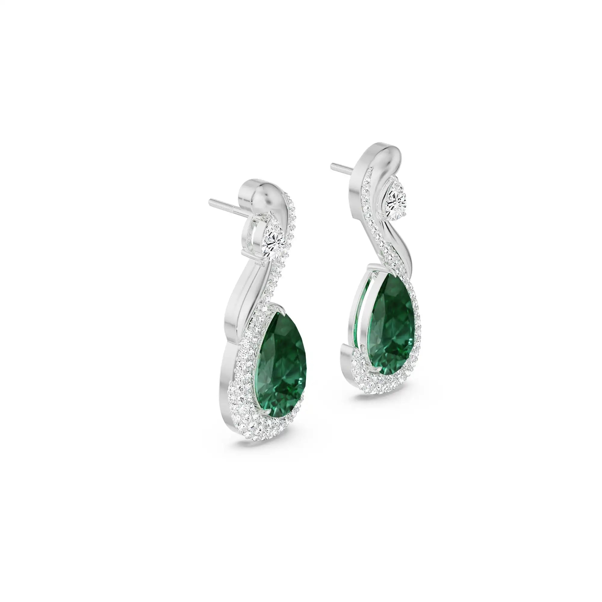 Geneva Emerald Lab Diamond Drop Earrings