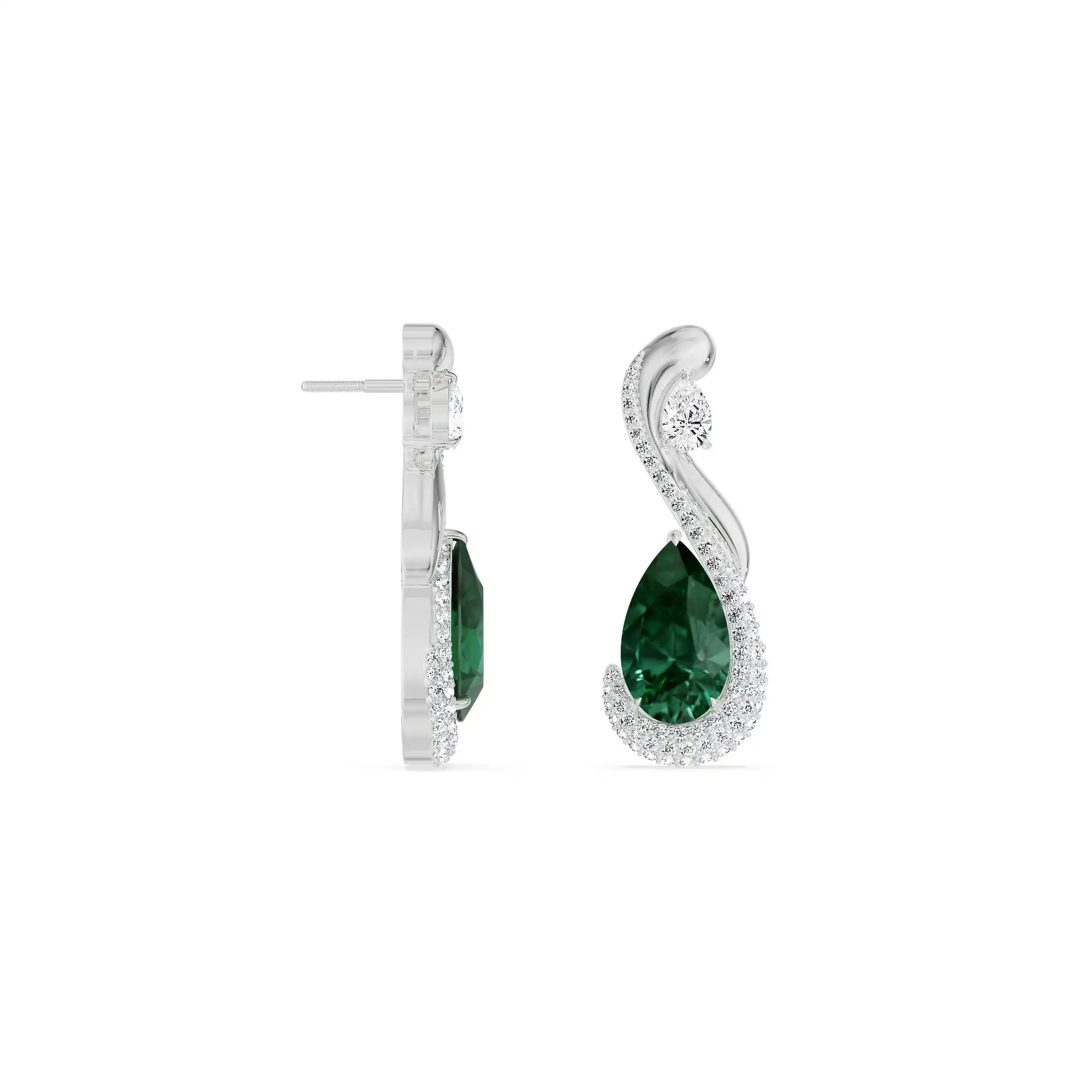Geneva Emerald Lab Diamond Drop Earrings