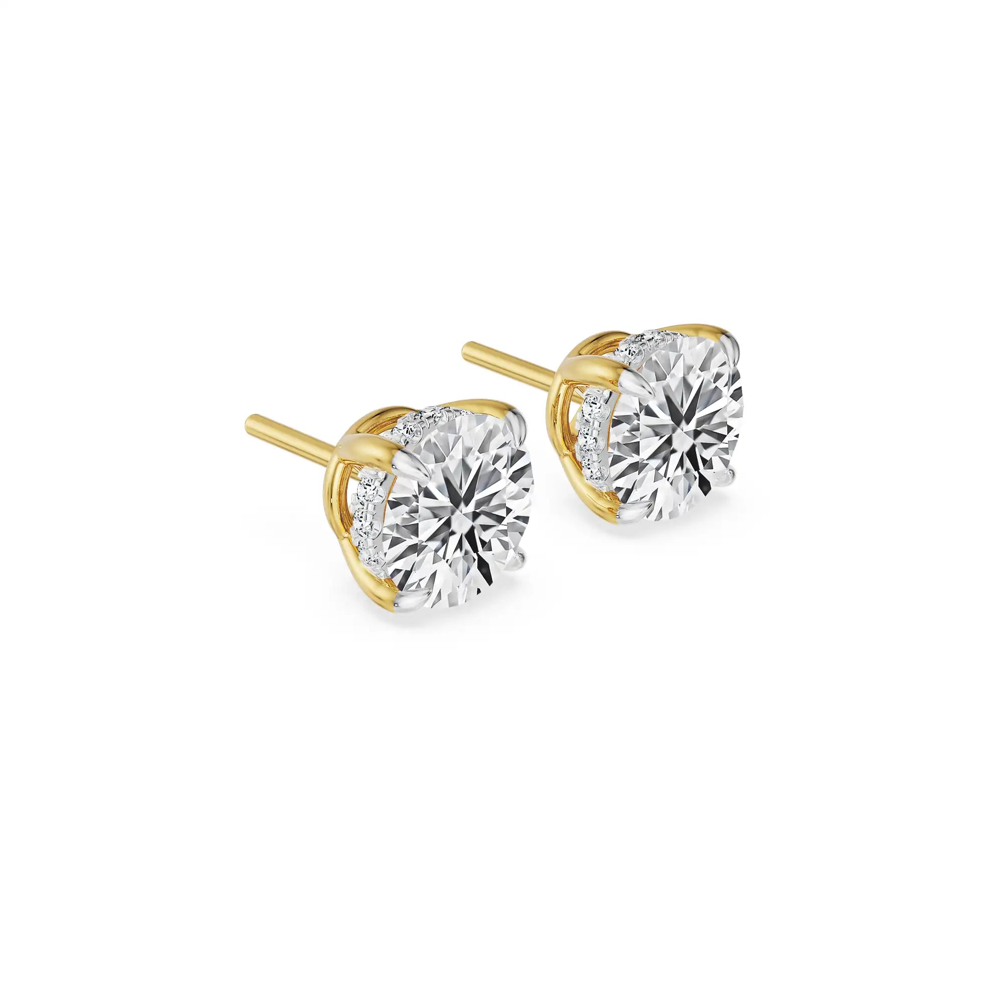Hidden Halo Round Lab Grown Diamond Earrings - side view