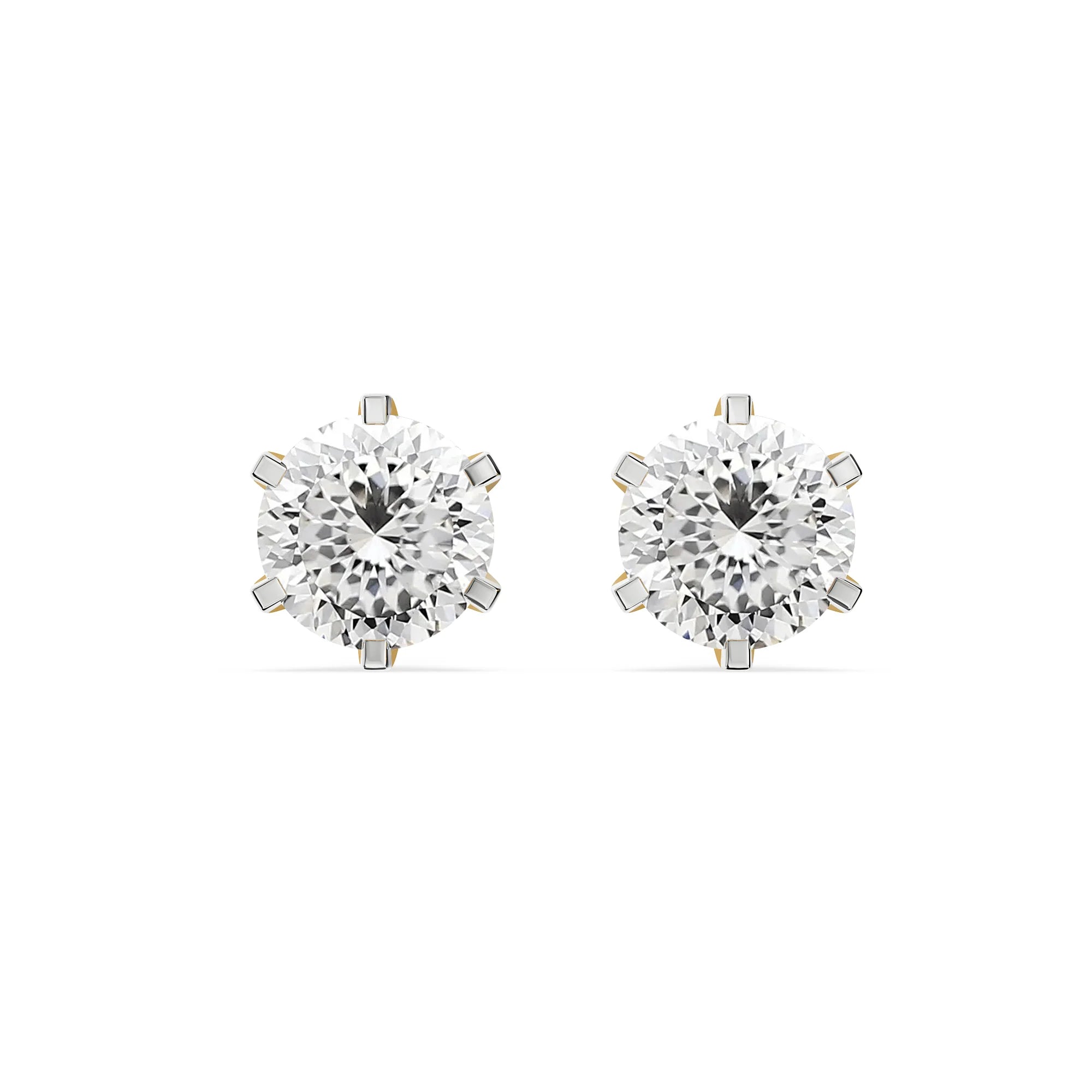 Potuguese Cut Lab Grown Diamond Studs - front view in 9KT