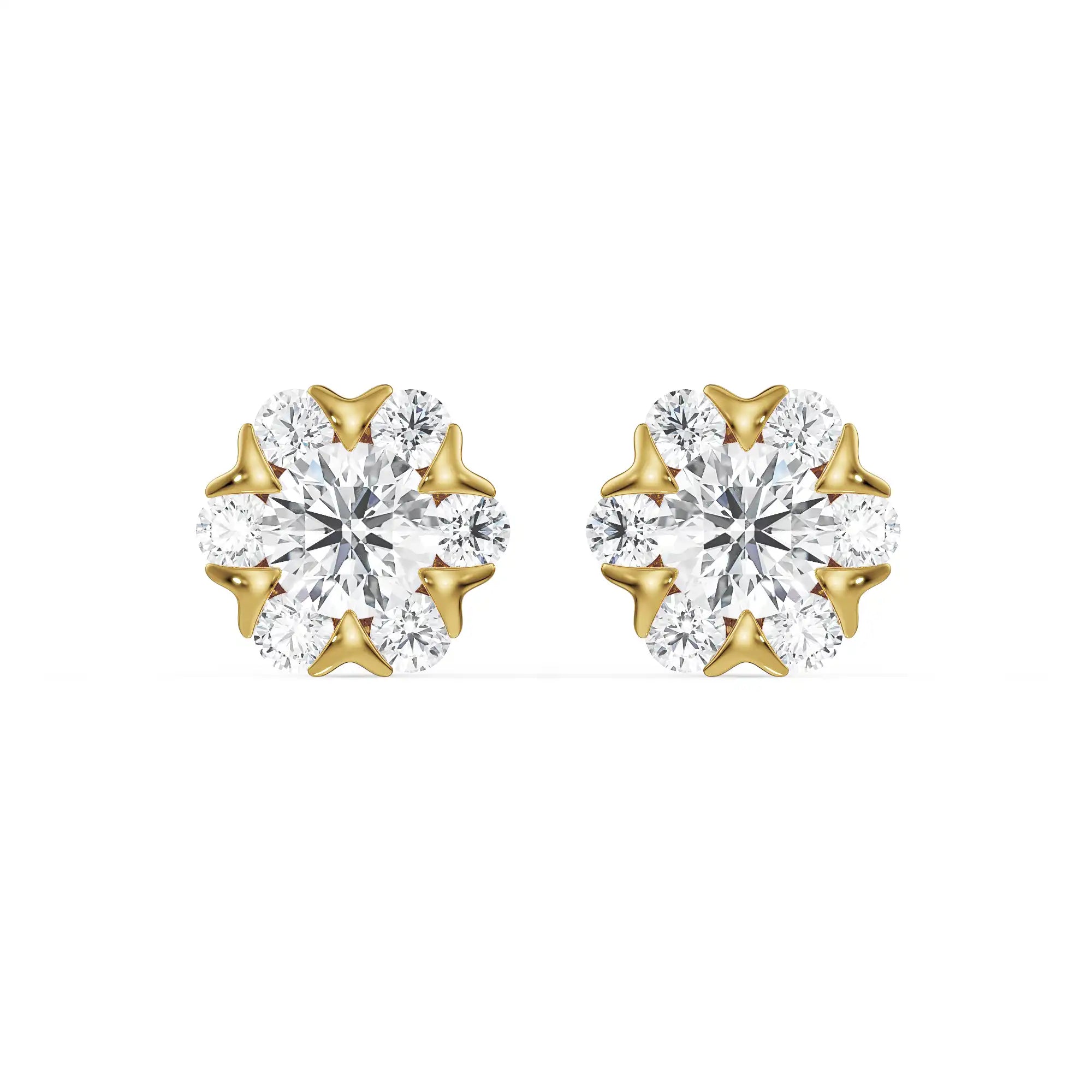 Fiona Floral Lab Grown Diamond Studs - front view