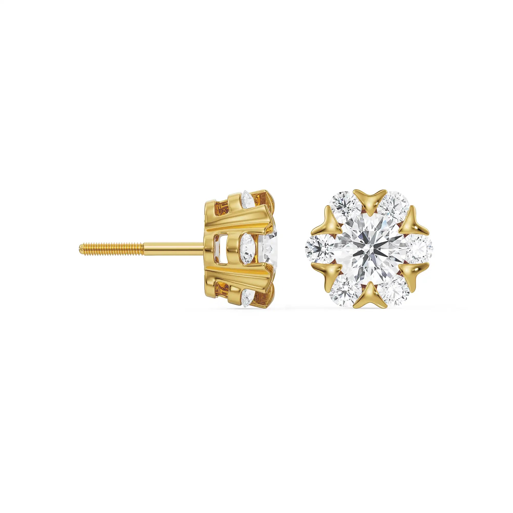 Fiona Floral Lab Grown Diamond Studs - perspective view