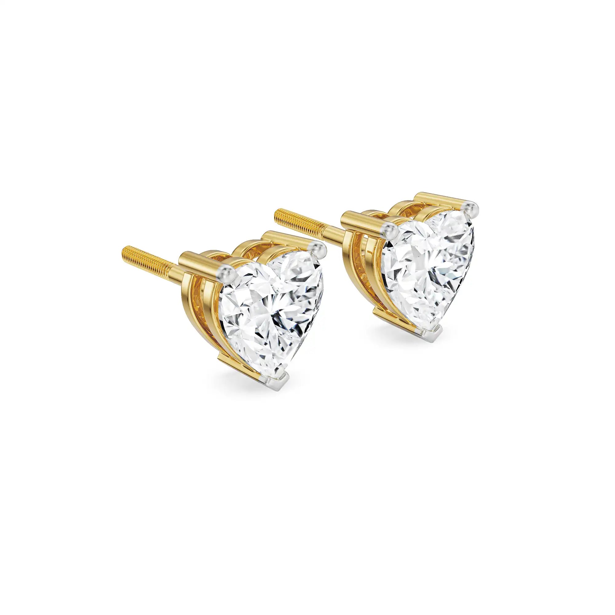 1 CT Sweetheart Lab Grown Diamond Studs - side view
