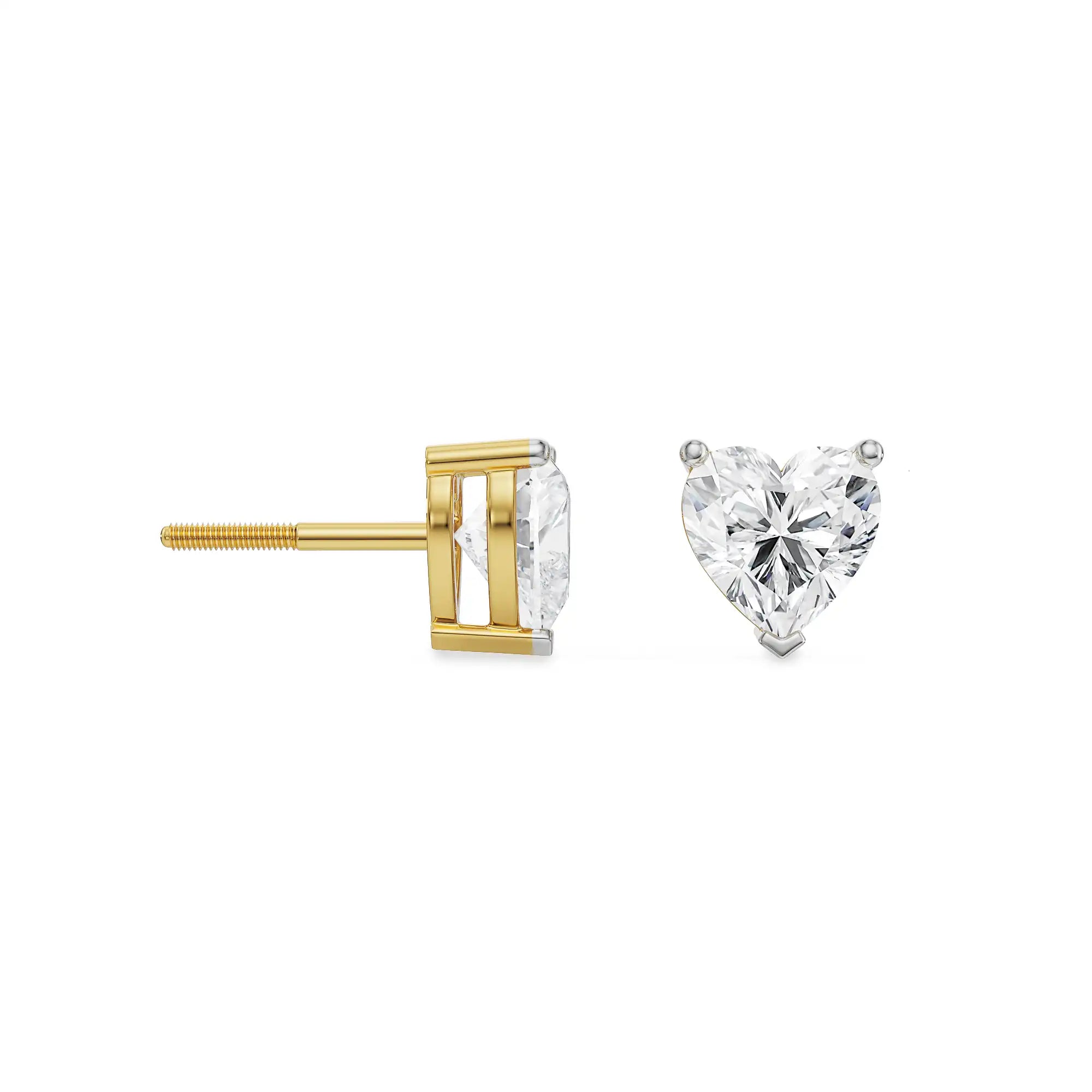 1 CT Sweetheart Lab Grown Diamond Studs - perspective view