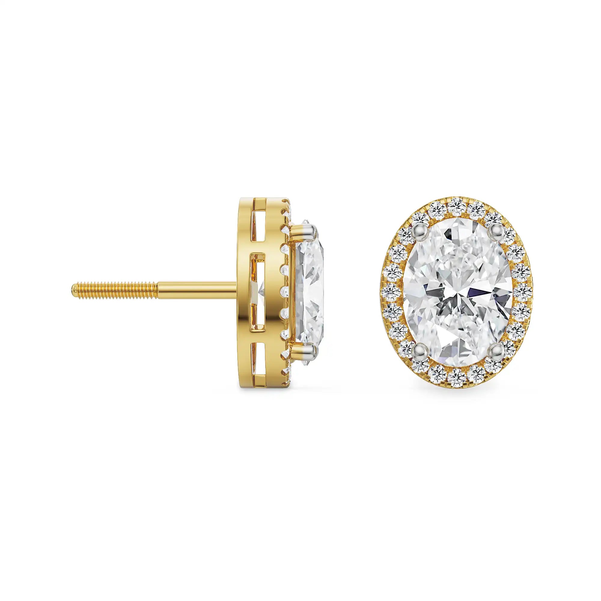 1 CT Celestial Halo Lab Grown Diamond Studs - perspective view