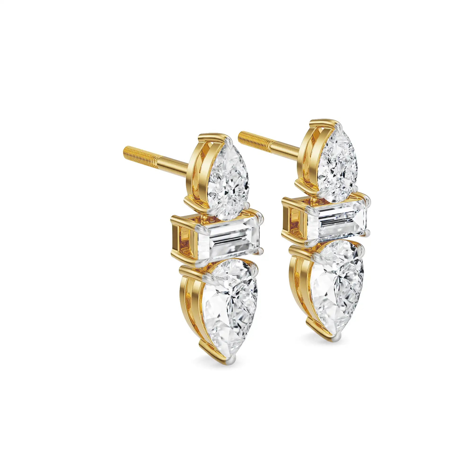 Peary Trio Lab Grown Diamond Studs - side view