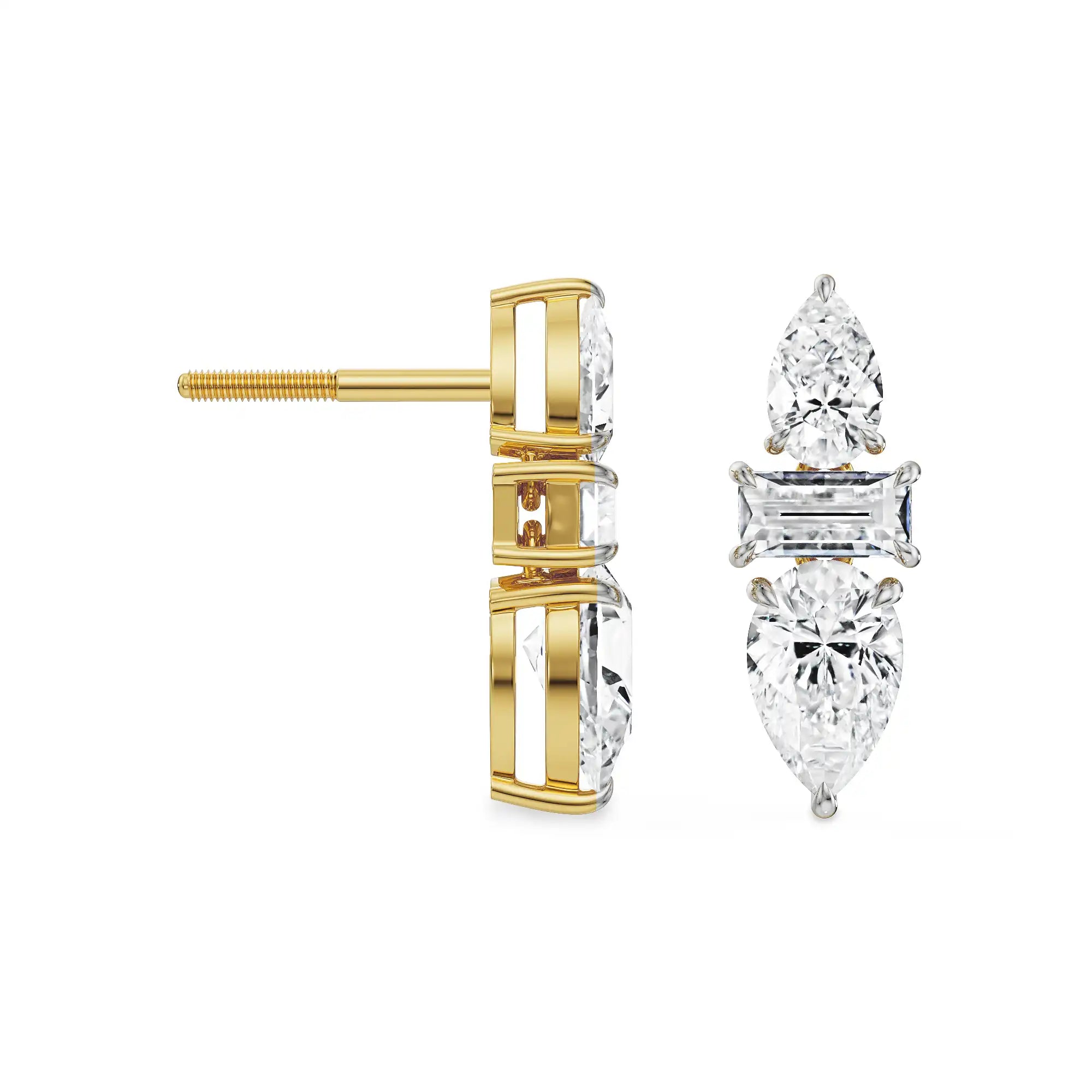 Peary Trio Lab Grown Diamond Studs - perspective view