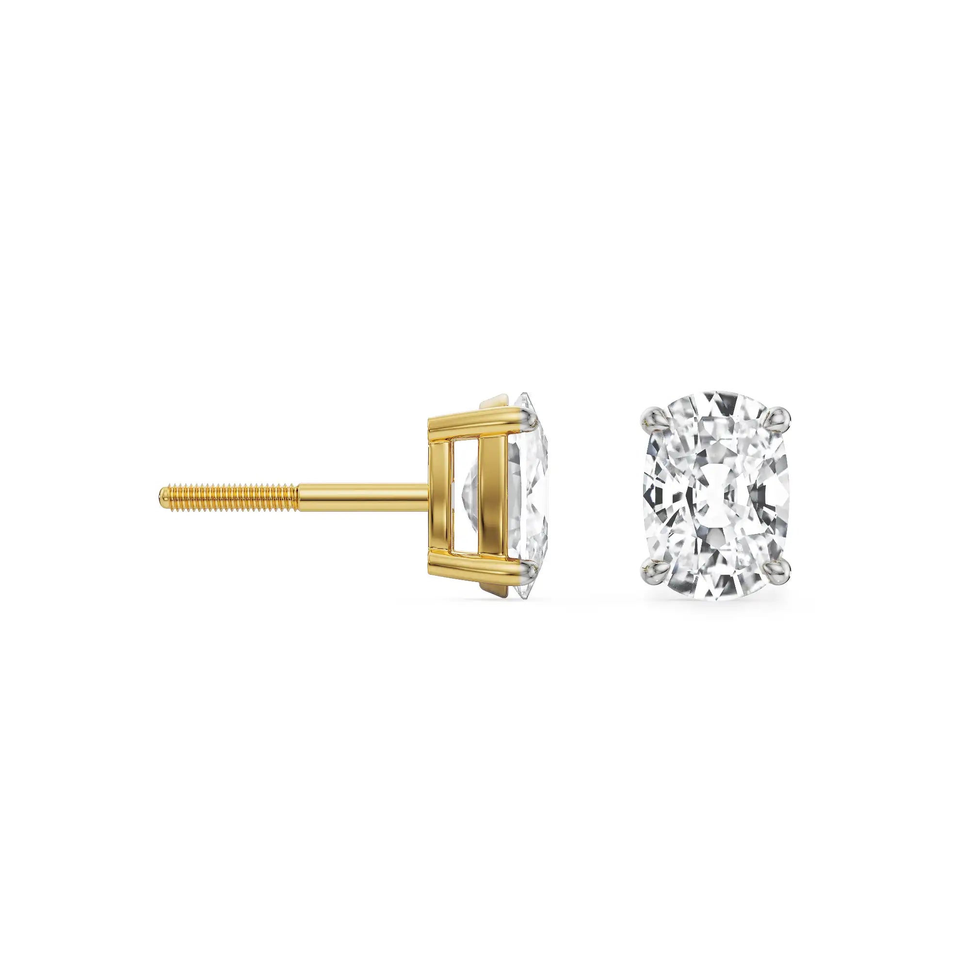 1 CT Enchanting Cushion Lab Grown Diamond Studs - perspective view