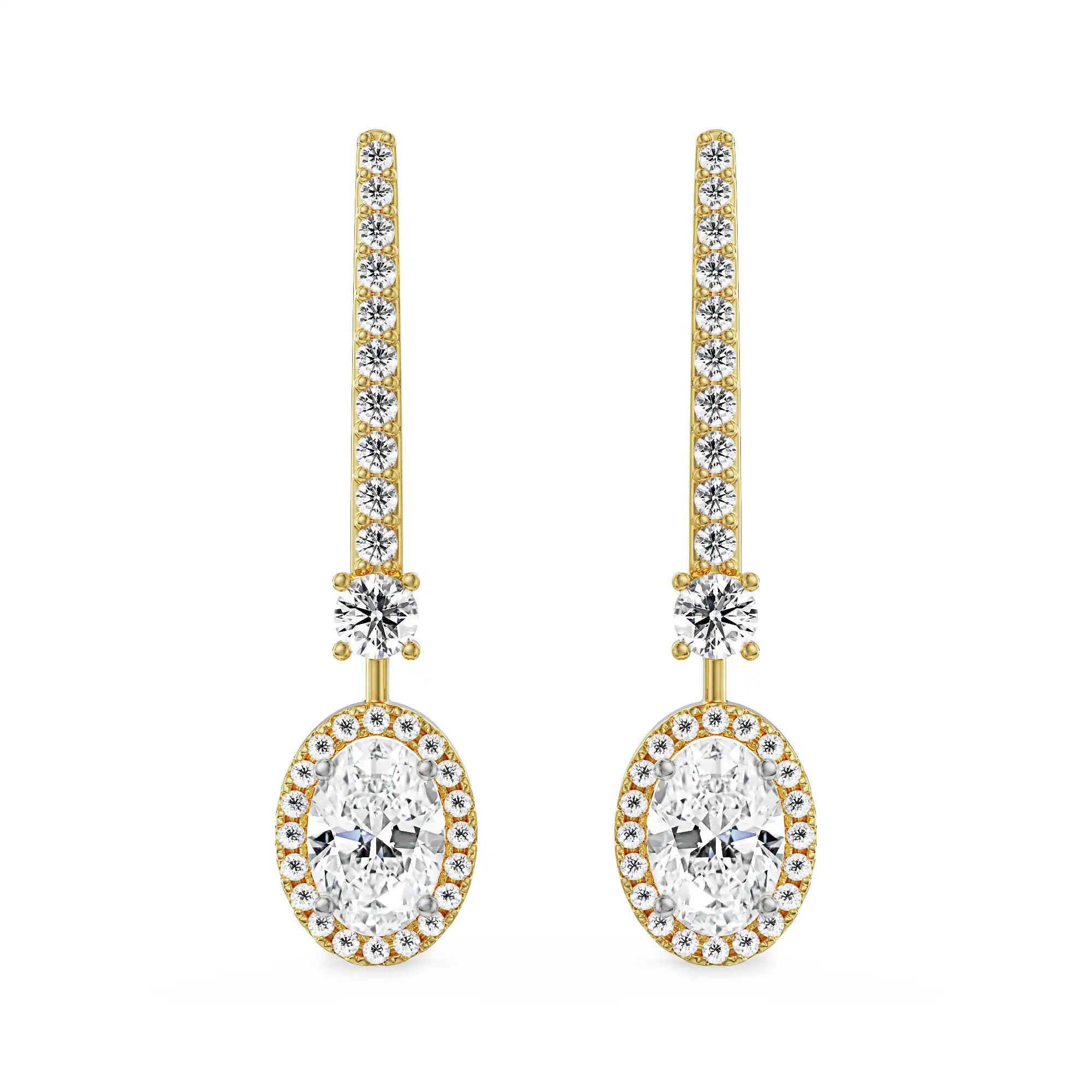 Oval Drop Lab Grown Diamond Earrings - front view