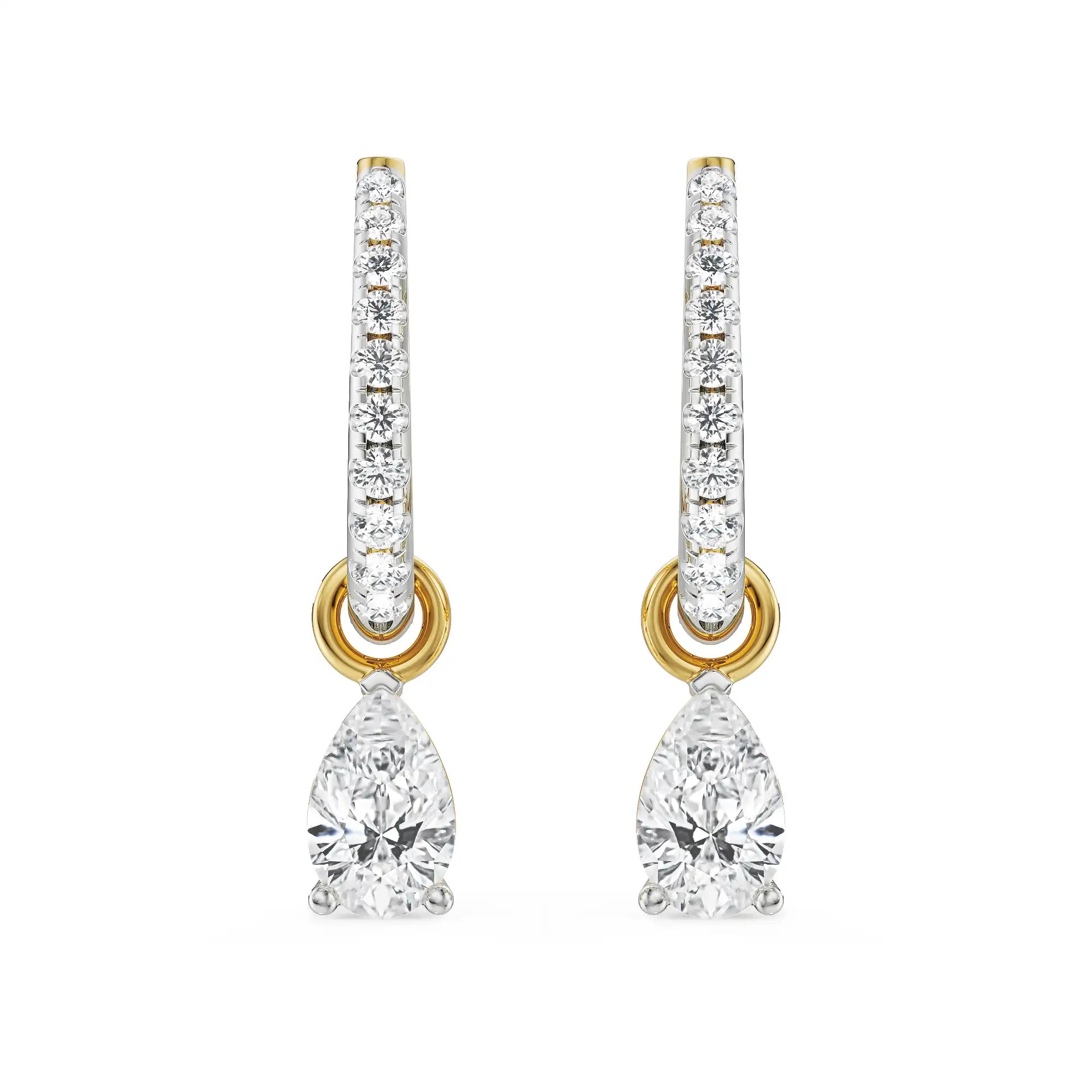 Perfect Pear Lab Grown Diamond Hoops - front view
