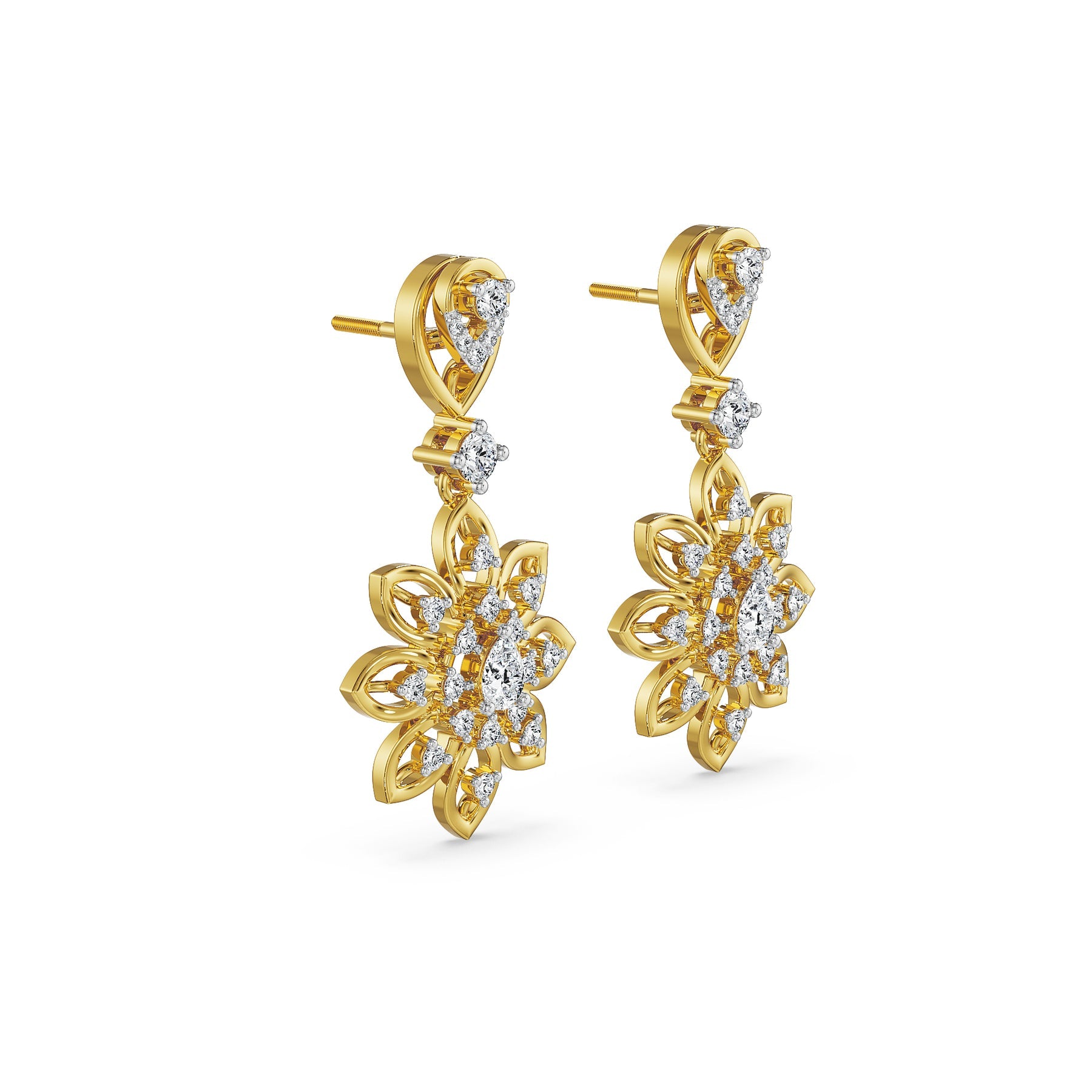 The Garden of Glow Lab Grown Diamond Necklace Set Earring - right view