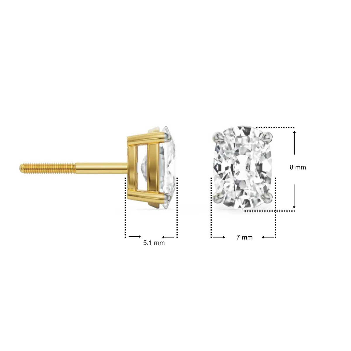 2 CT Enchanting Cushion Lab Grown Diamond Studs