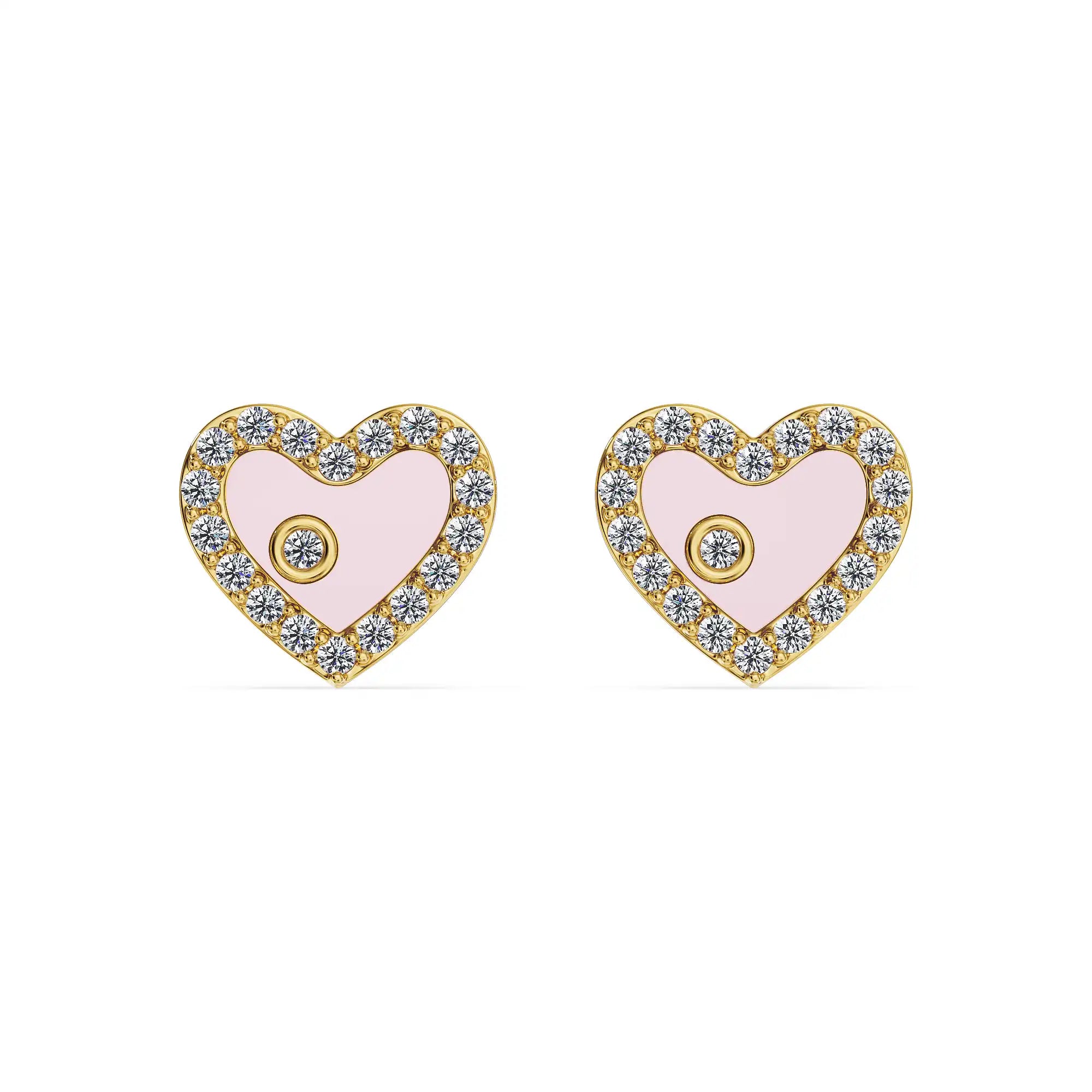 Little Heart Lab Grown Diamond Studs - front view