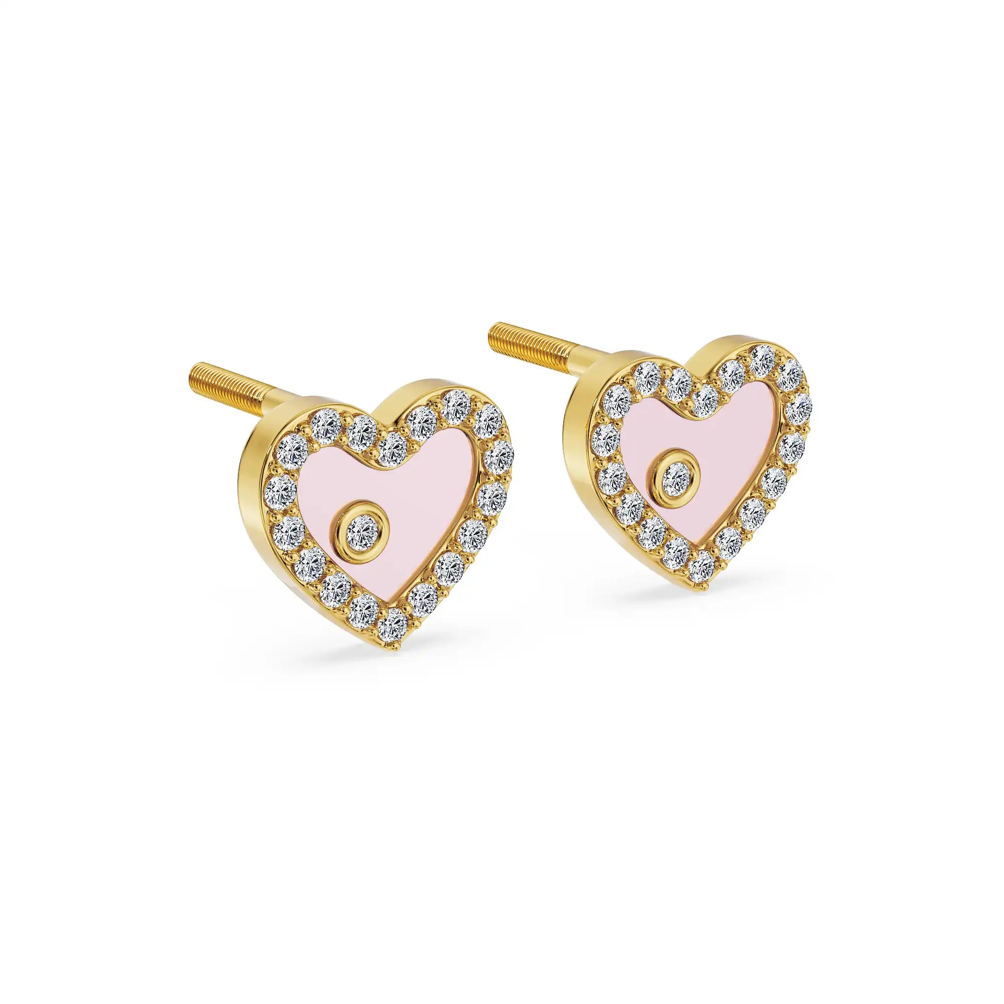 Little Heart Lab Grown Diamond Studs - side view
