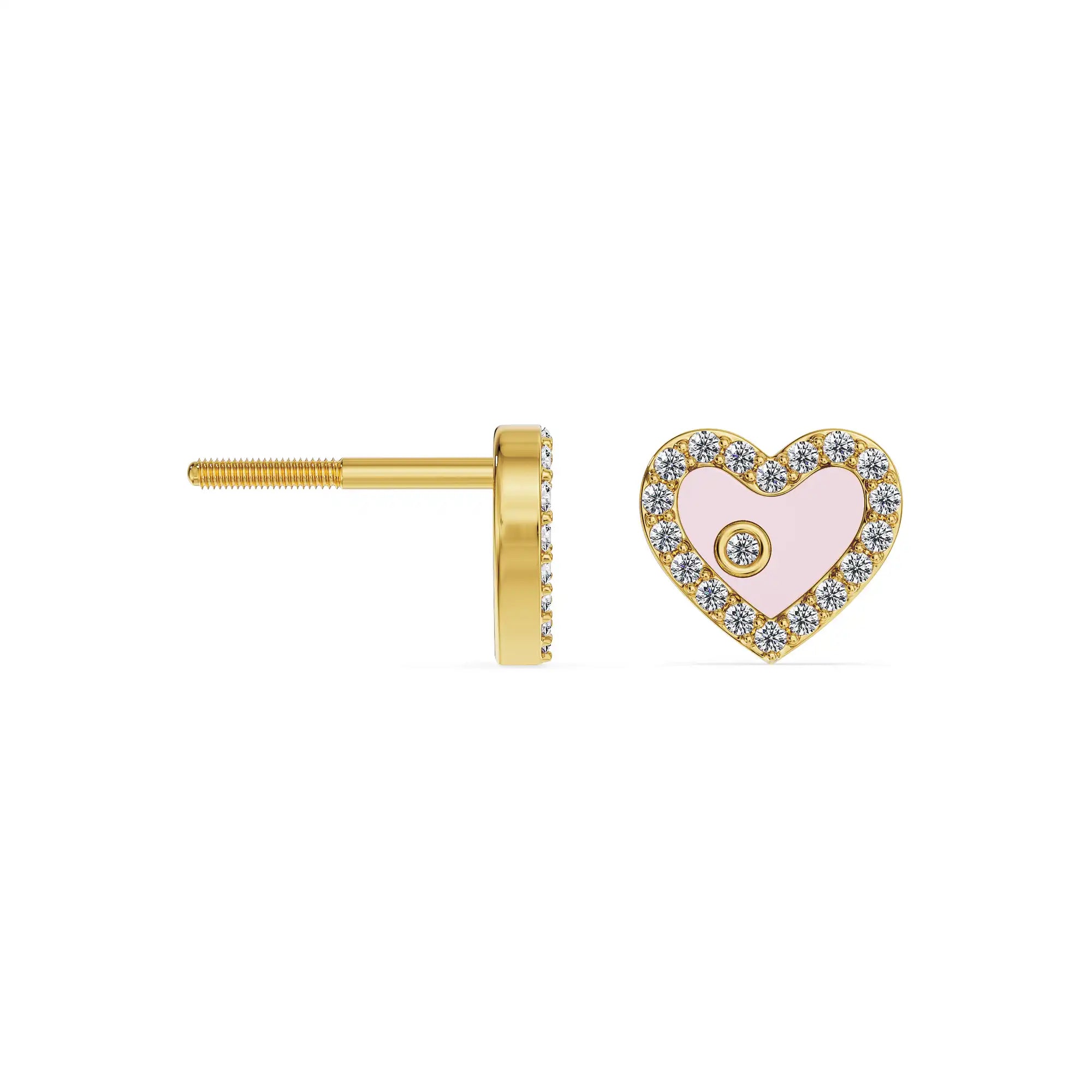 Little Heart Lab Grown Diamond Studs - perspective view