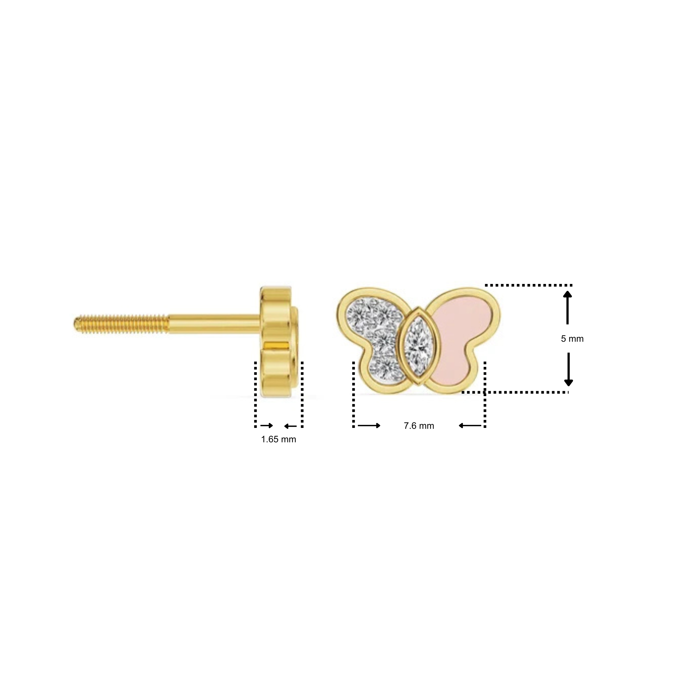 Pink Wings Lab Grown Diamond Studs