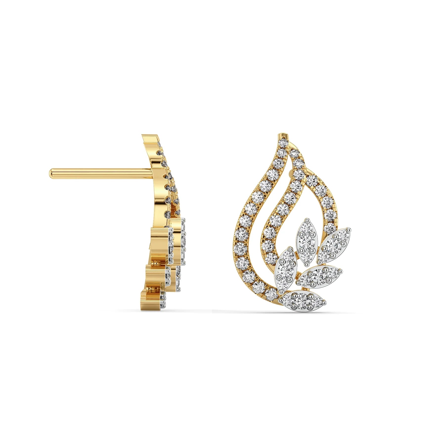 Leafy Bloom Lab Grown Diamond Earrings_in-stock